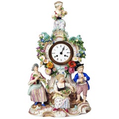Pendules de jardin et figurines de jardinière de Meissen Modèle 572 de Leuteritz, vers 1880