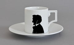 Meißen Manufactory, Espresso Set with Silhouette Portrait Richard Wagner