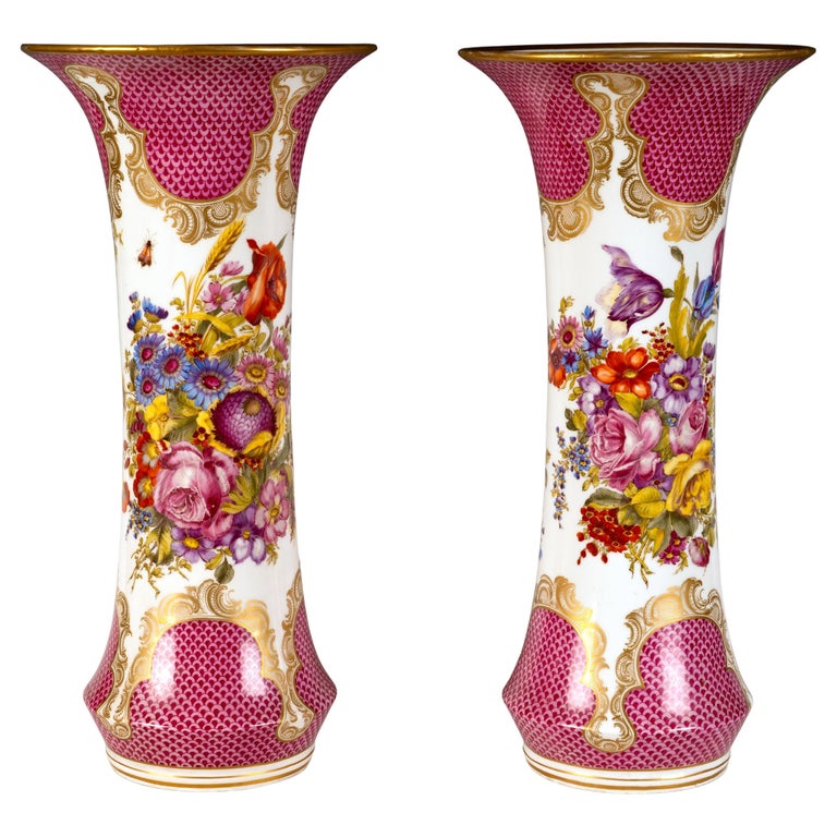 Meissen Manufactory, Pair of Trumpet-shaped Vases, Germany, Circa 1880