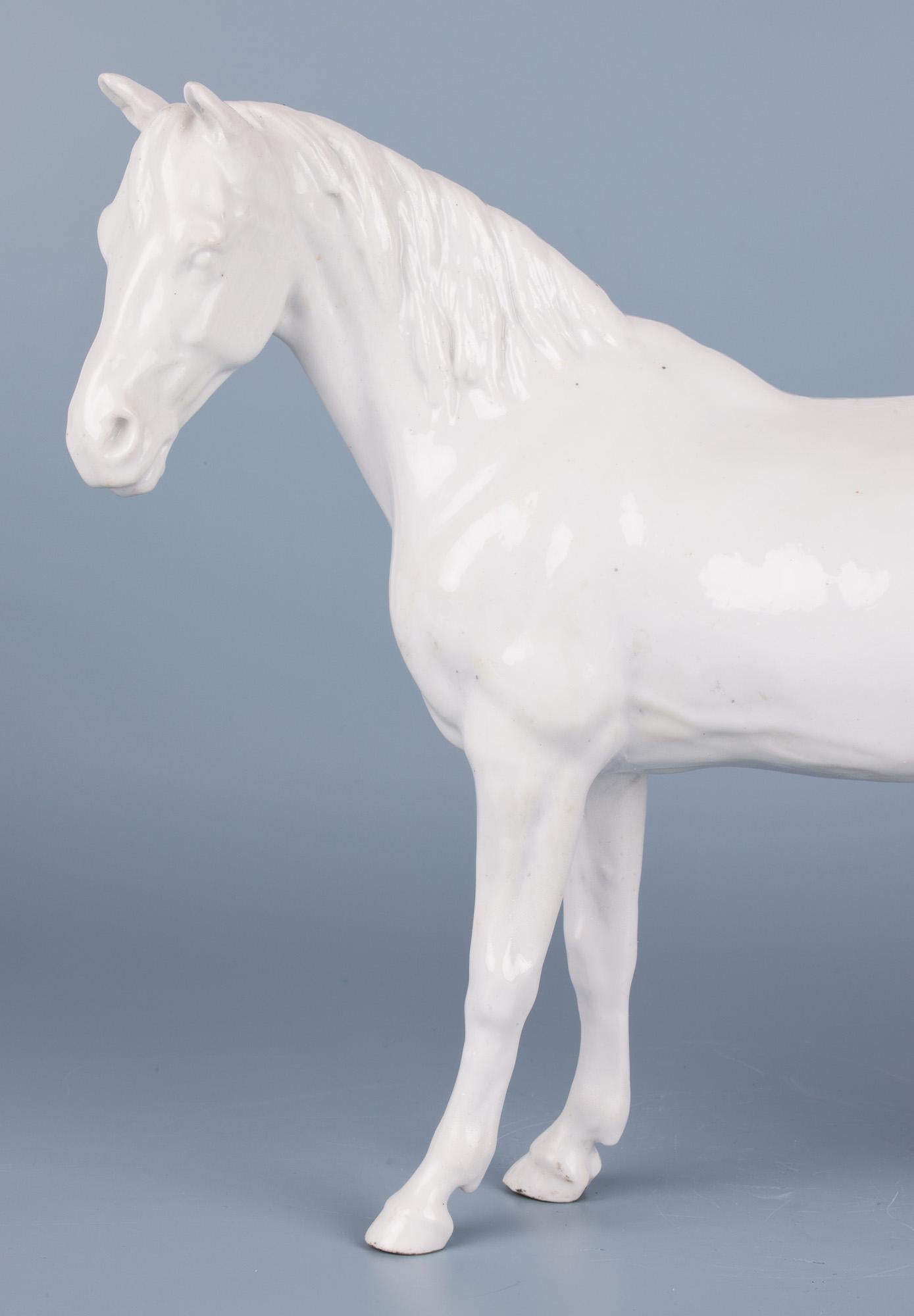 German Meissen Marcolini Blanc de Chine Porcelain Figure of a Stallion