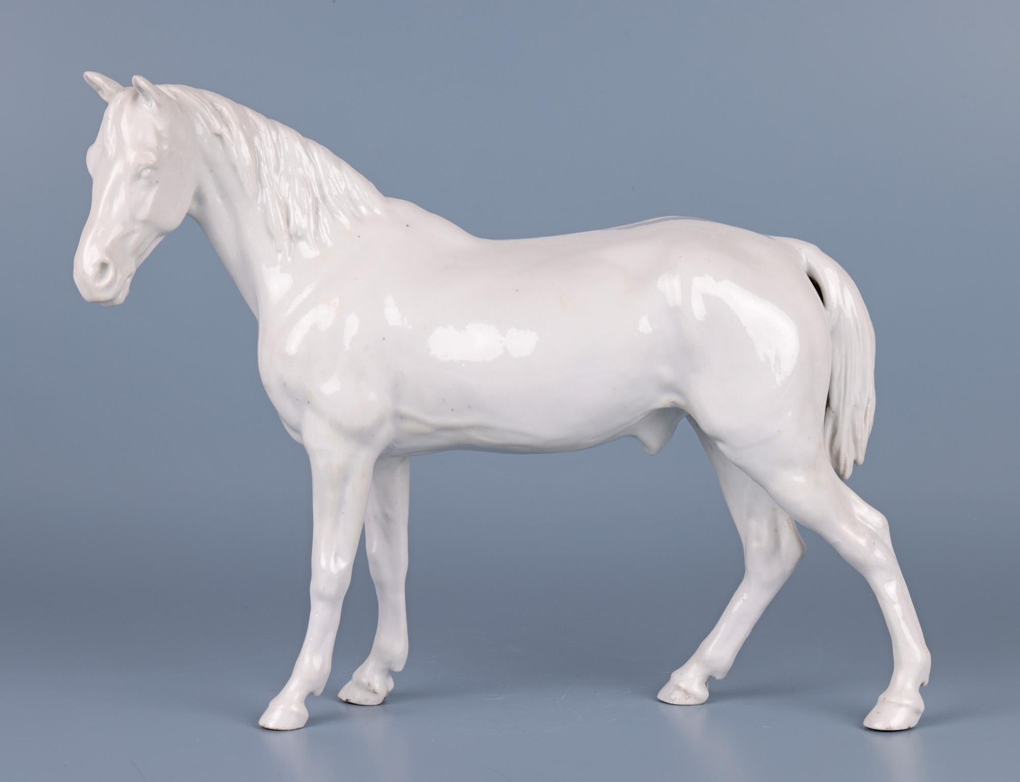 Meissen Marcolini Blanc de Chine Porcelain Figure of a Stallion In Good Condition In Bishop's Stortford, Hertfordshire
