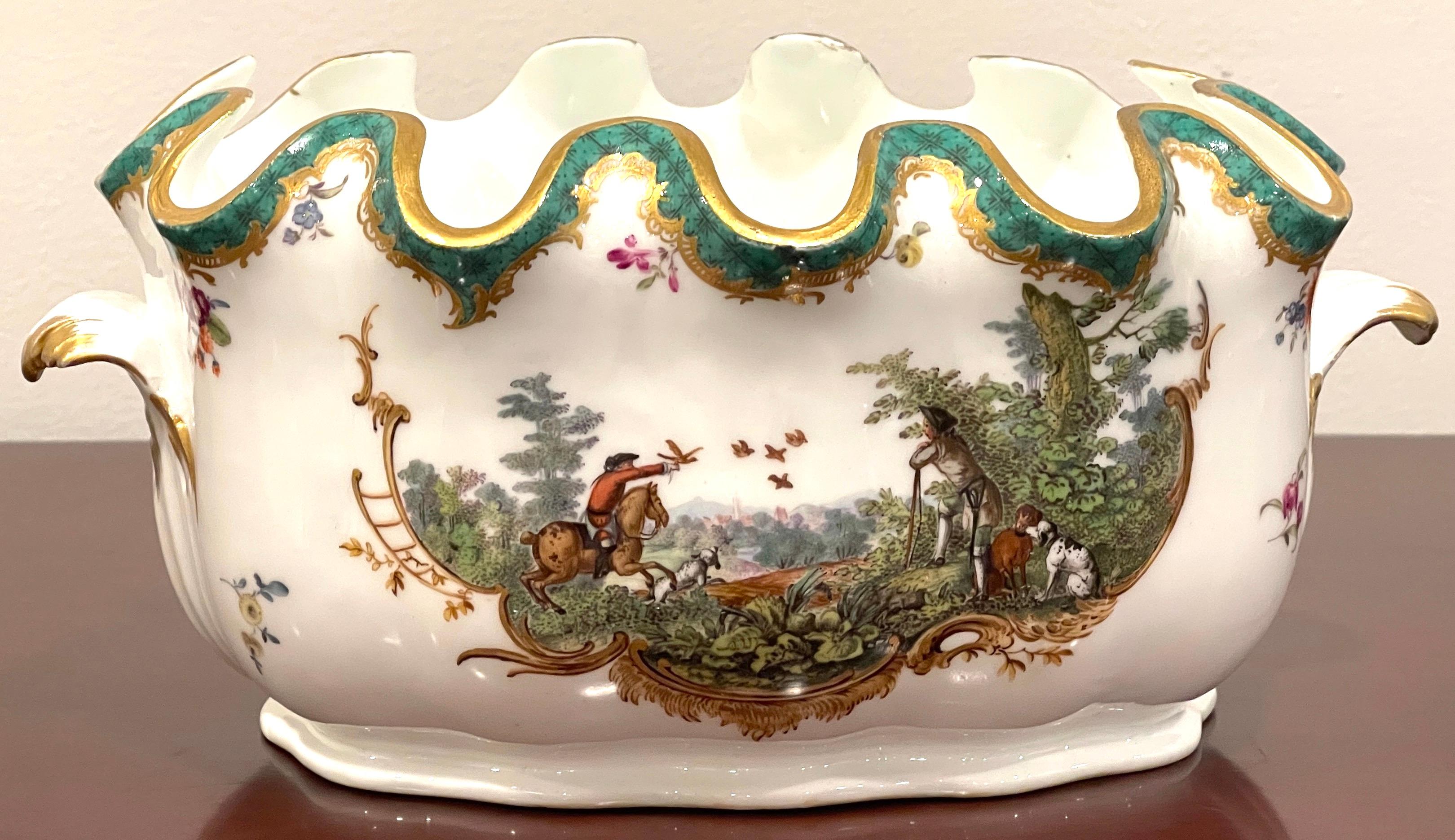 Sporting Art Meissen Marcolini Period Monteith Bowl, Equestrian Hunt Motif