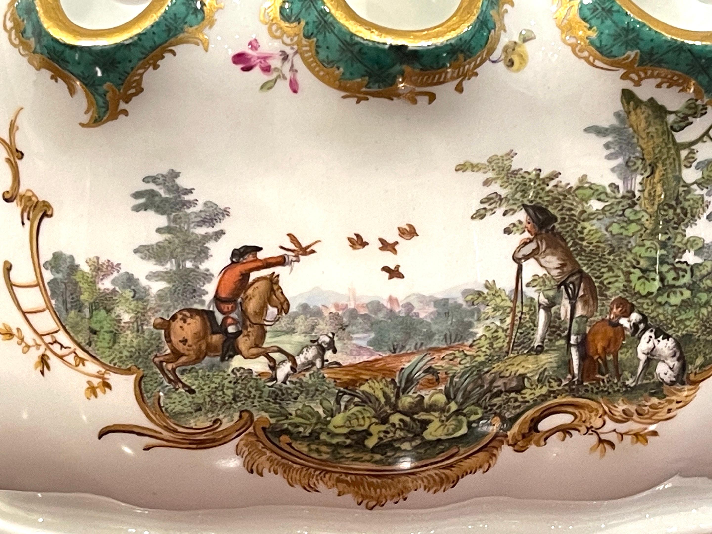 Meissen Marcolini Period Monteith Bowl, Equestrian Hunt Motif In Good Condition In West Palm Beach, FL