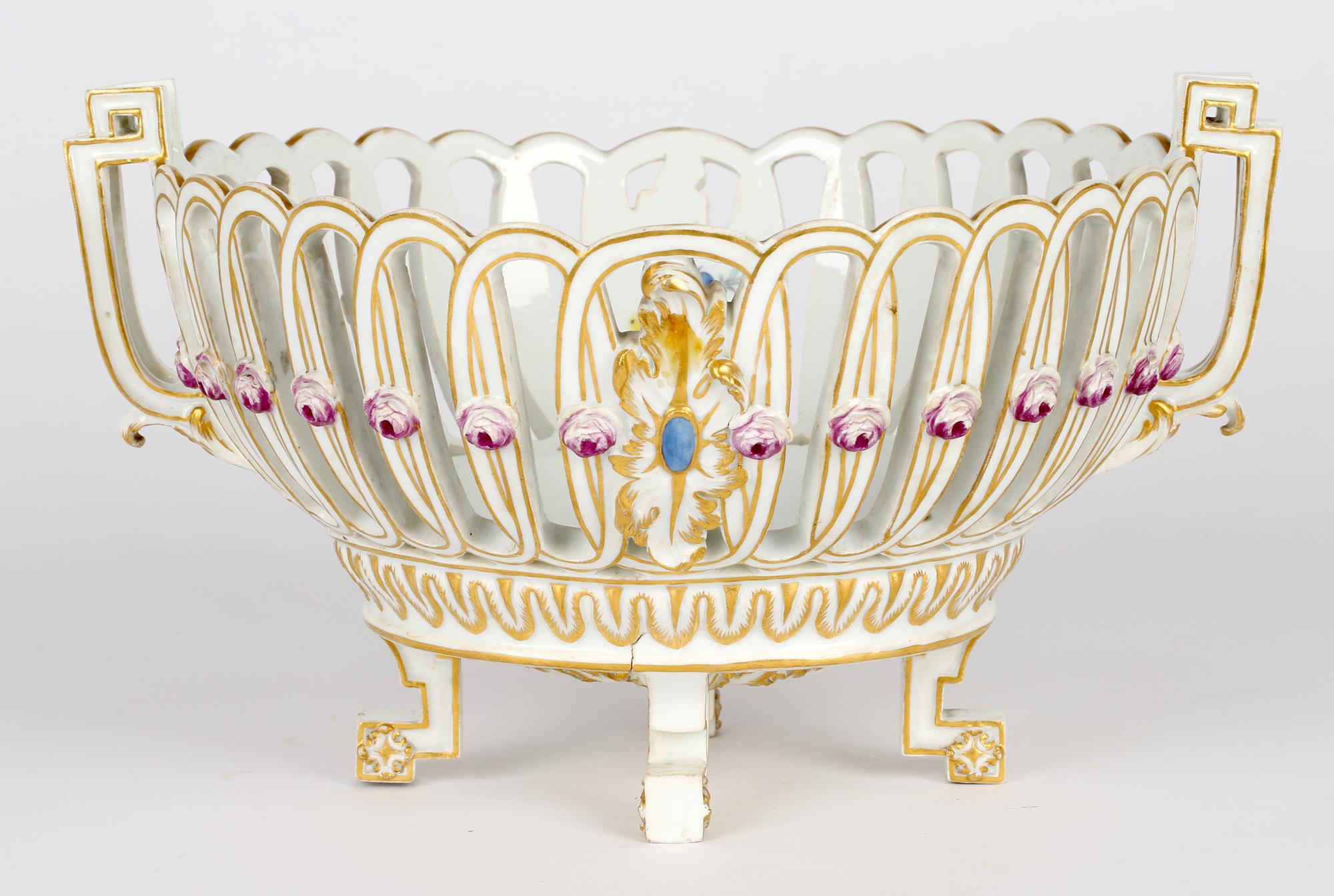 Meissen Marcolini Period Porcelain Twin Handled Painted Fruit Basket For Sale 13
