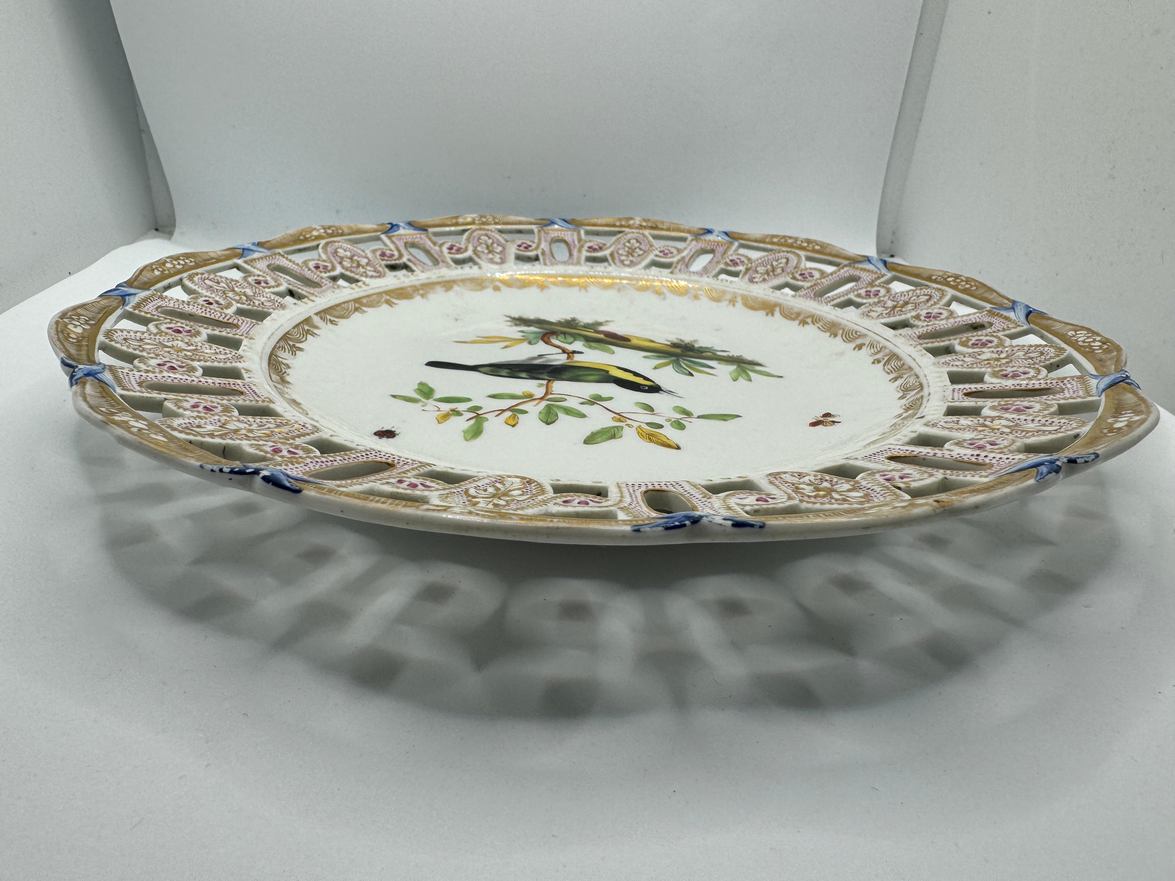 Meissen Marcolini Reticulated Plate with Bird and Insect Decoration en vente 3