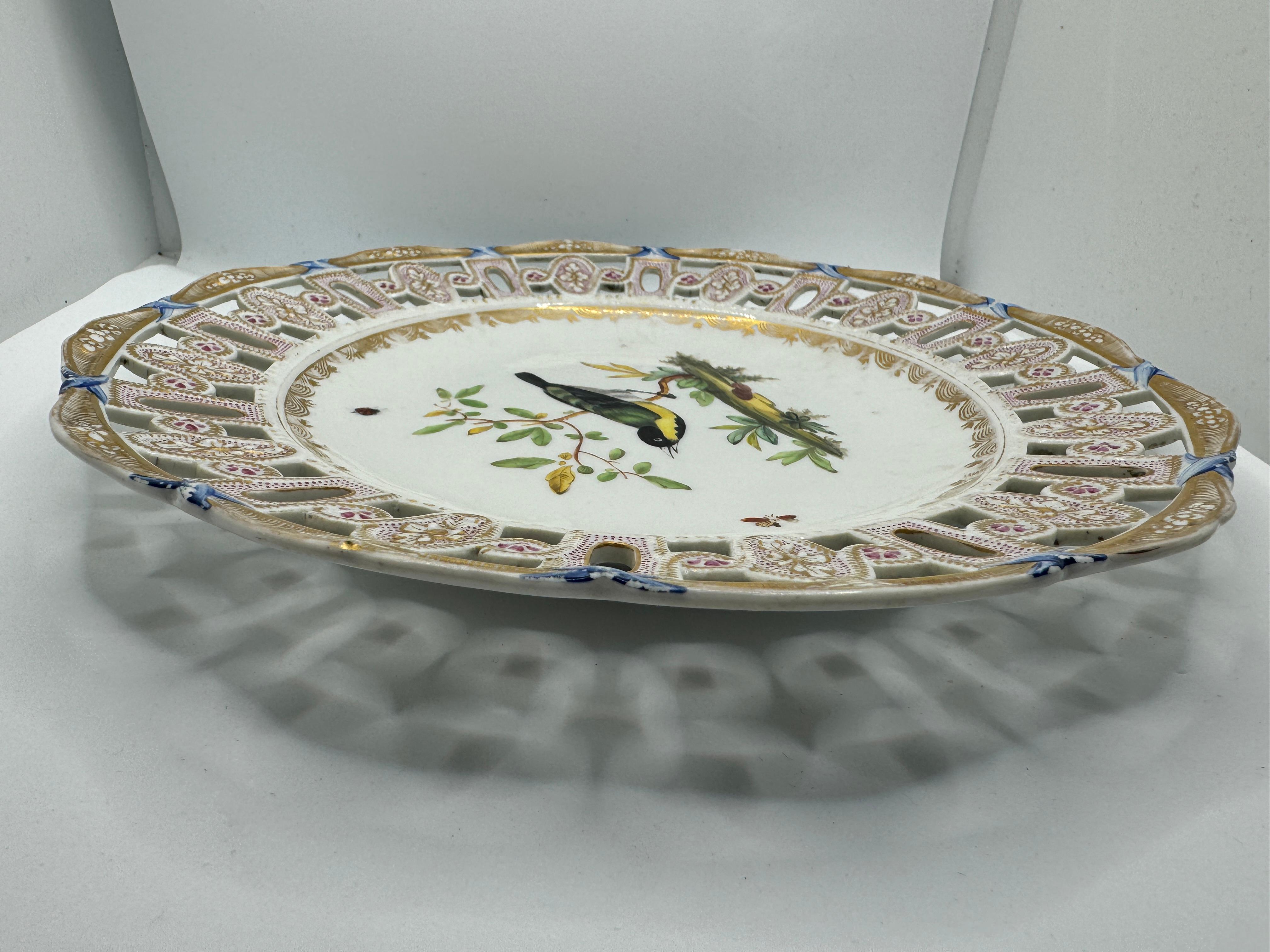 Meissen Marcolini Reticulated Plate with Bird and Insect Decoration en vente 4