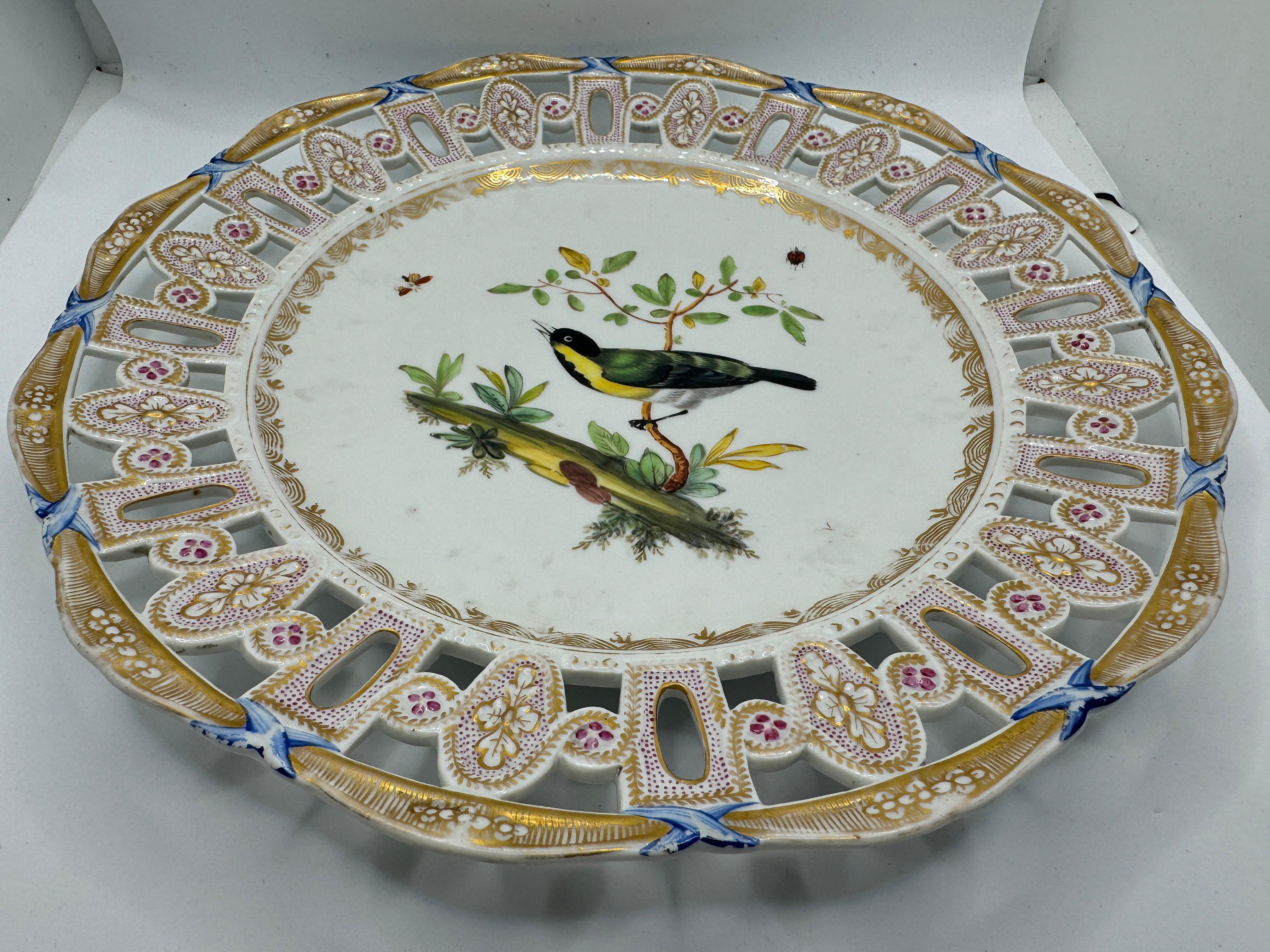 Meissen Marcolini Reticulated Plate with Bird and Insect Decoration en vente 7