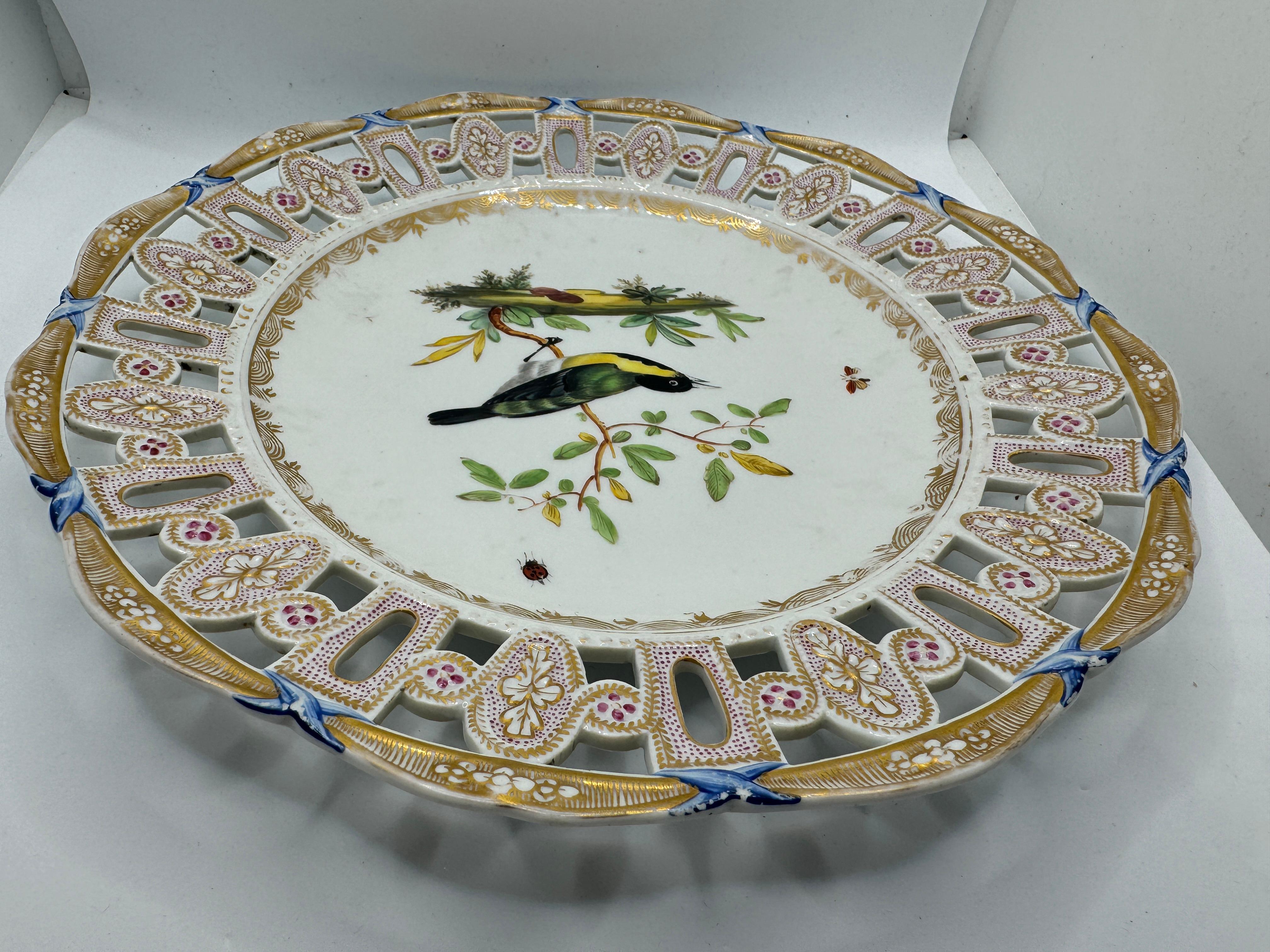 Meissen Marcolini Reticulated Plate with Bird and Insect Decoration en vente 9