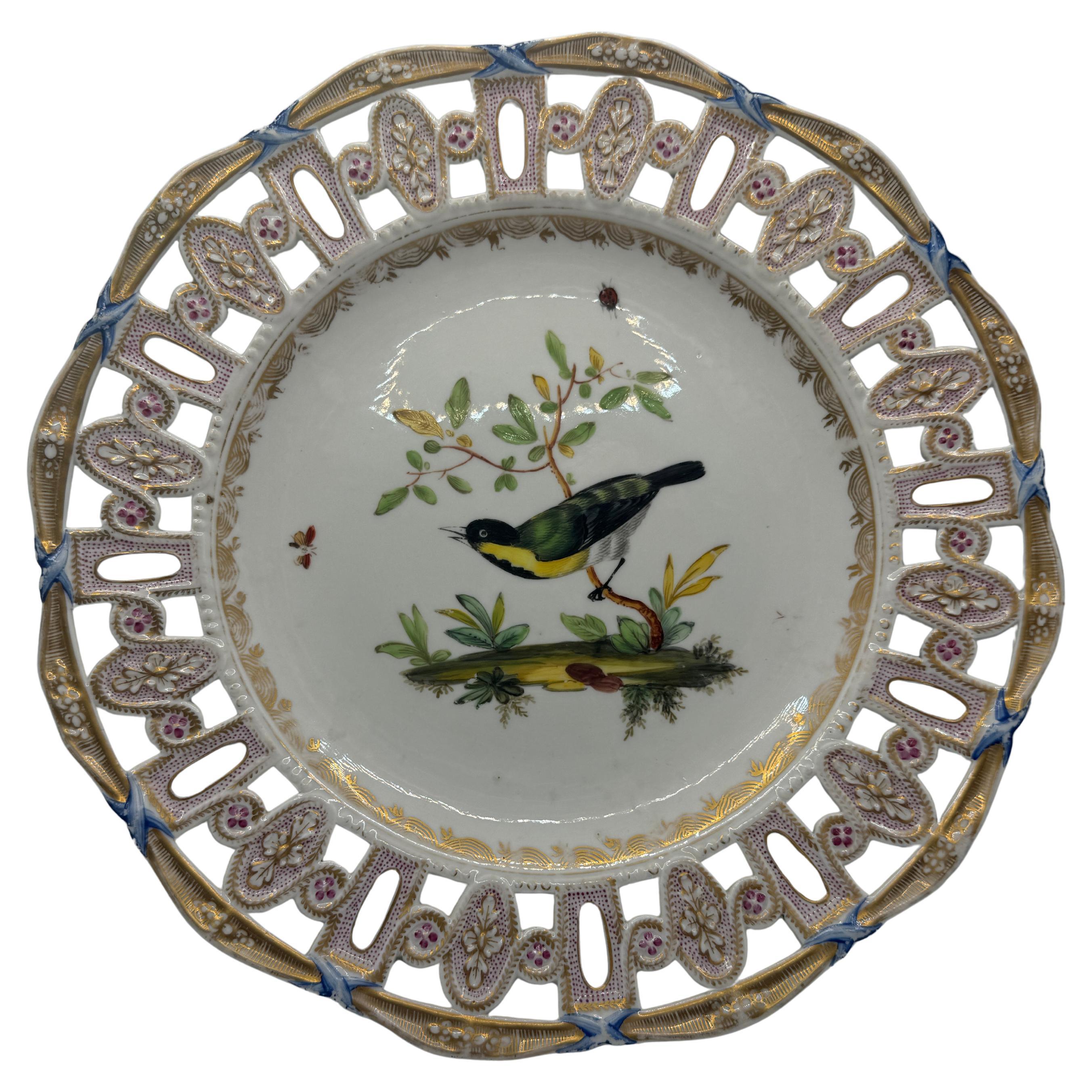 Meissen Marcolini Reticulated Plate with Bird and Insect Decoration en vente