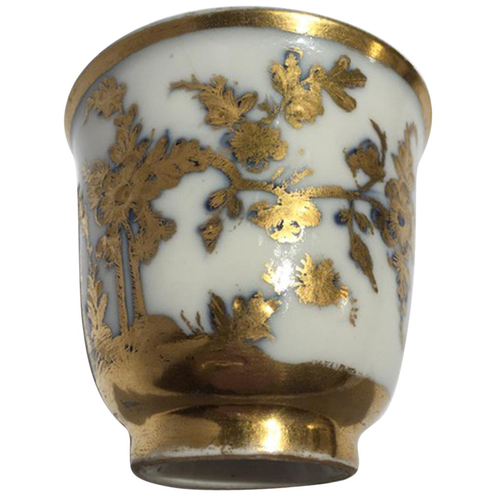 Meissen Mid-18th Century Cup White Porcelain with Golden Drawings Japonese Style