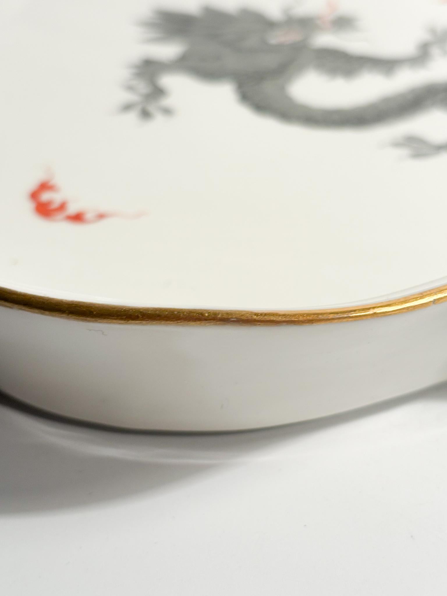 Meissen Ming Dragon Black Porcelain Tray from the 1980s 3