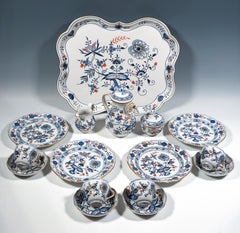 Ensemble Meissen pour 4 personnes, motif oignon avec corail et or, 20e