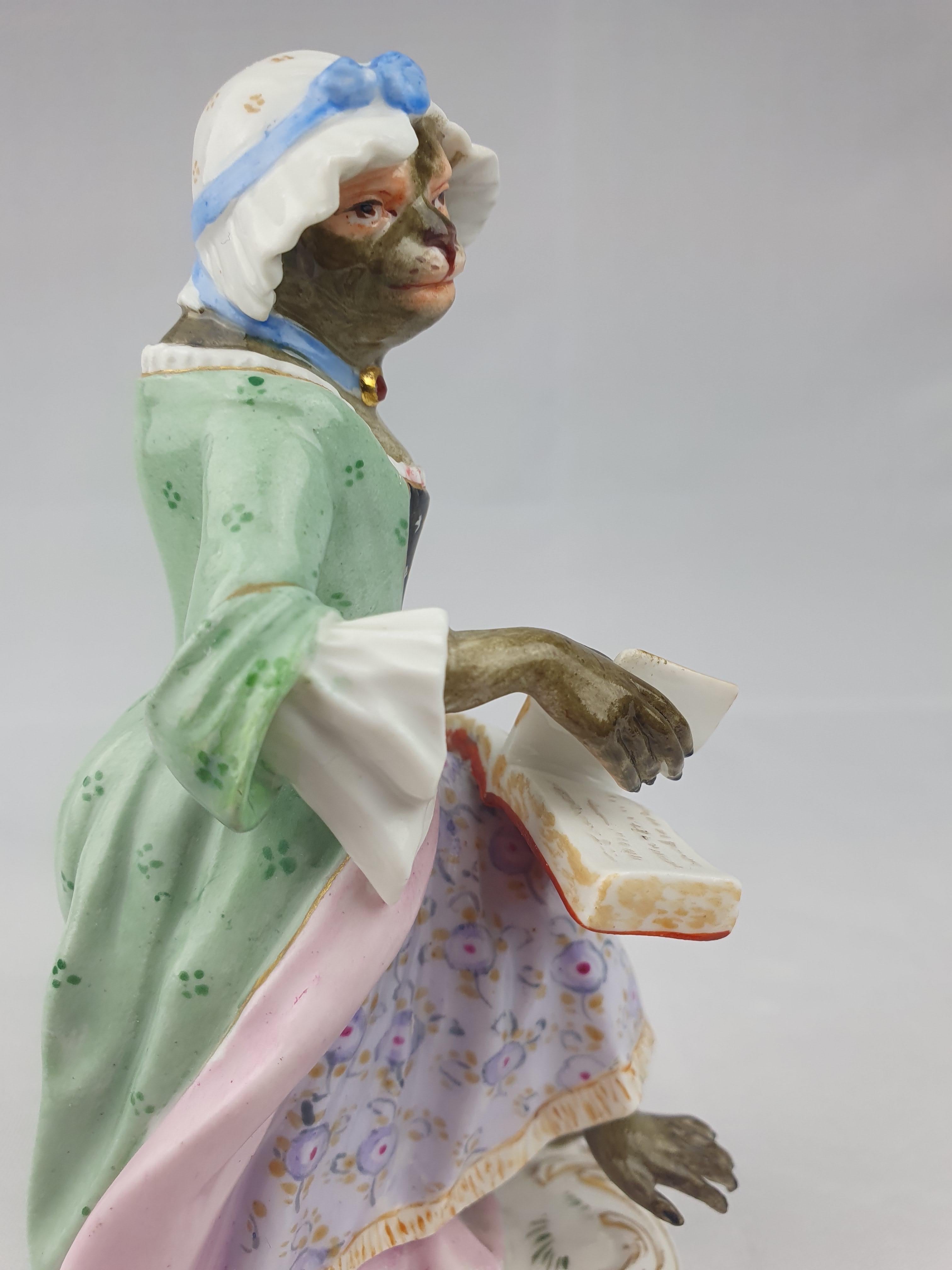 Hand-Painted Meissen Monkey Band Singer