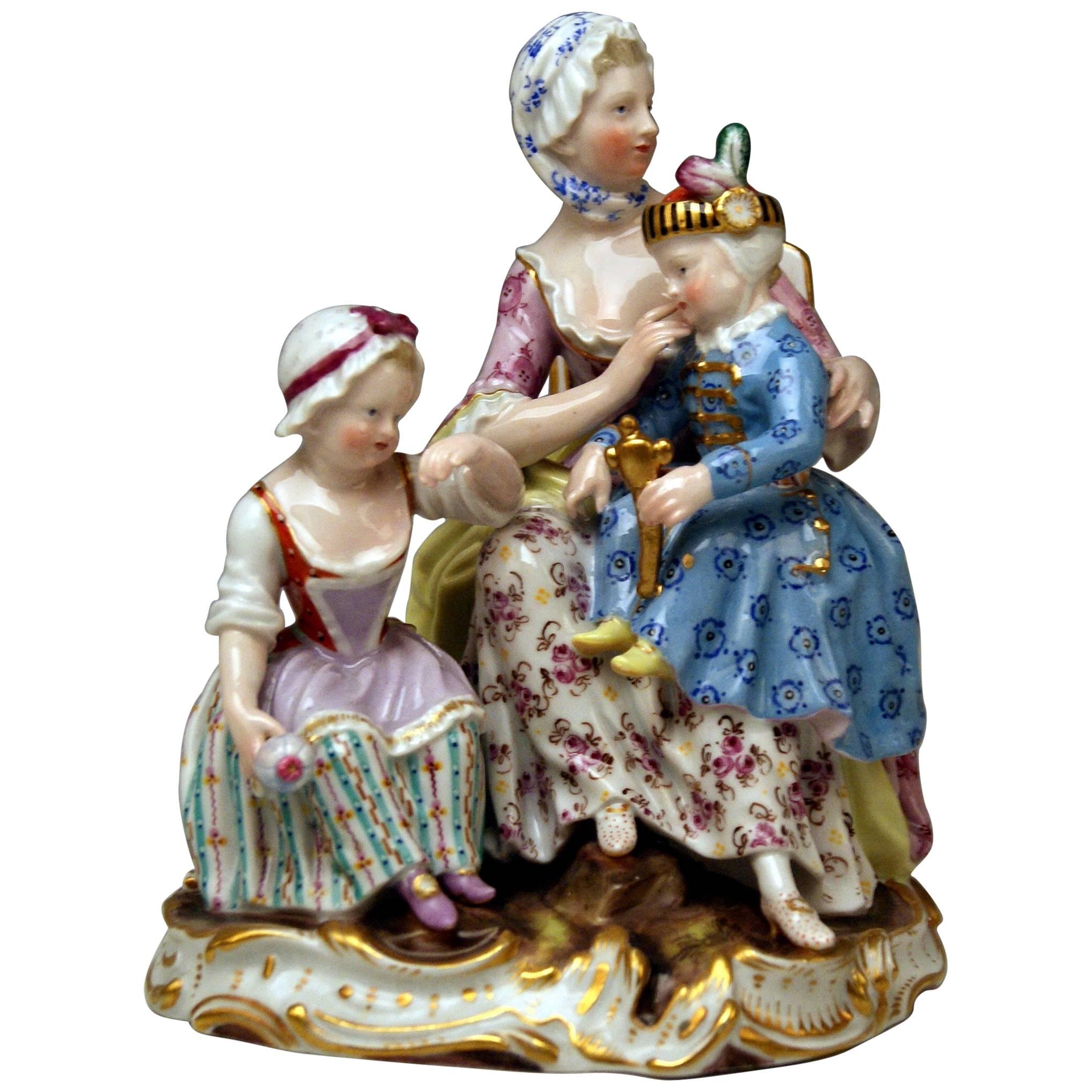 Meissen Mother Two Children Model 2379 by Johann Joachim Kaendler, circa 1870