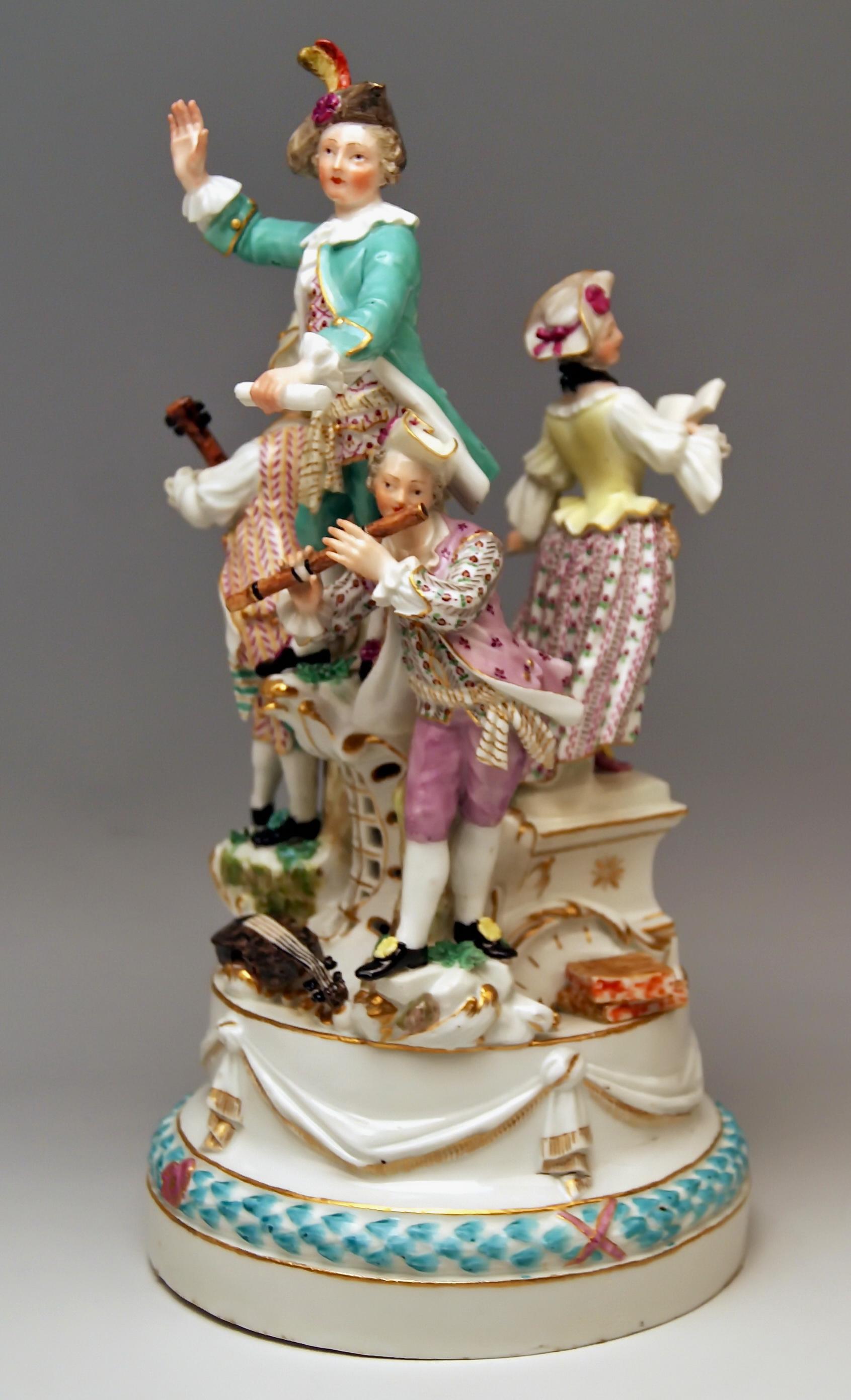 Painted Meissen Musicians Four Figurines Johann J. Kändler Pre-Marcolini Period 1774