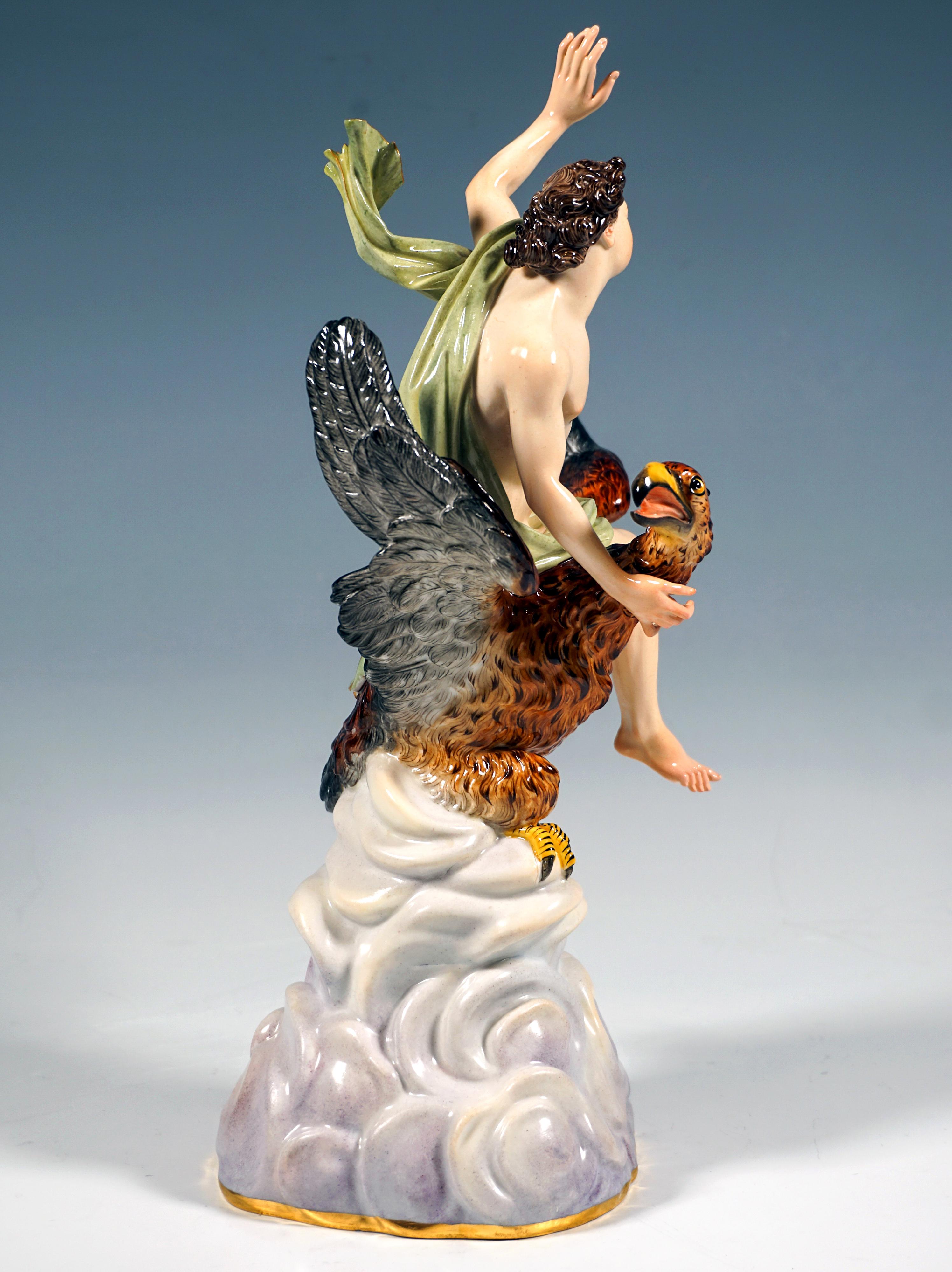 Figurilla mitológica de Meissen, Ganímedes sobre base de nubes, Kaendler, circa 1860 Barroco en venta