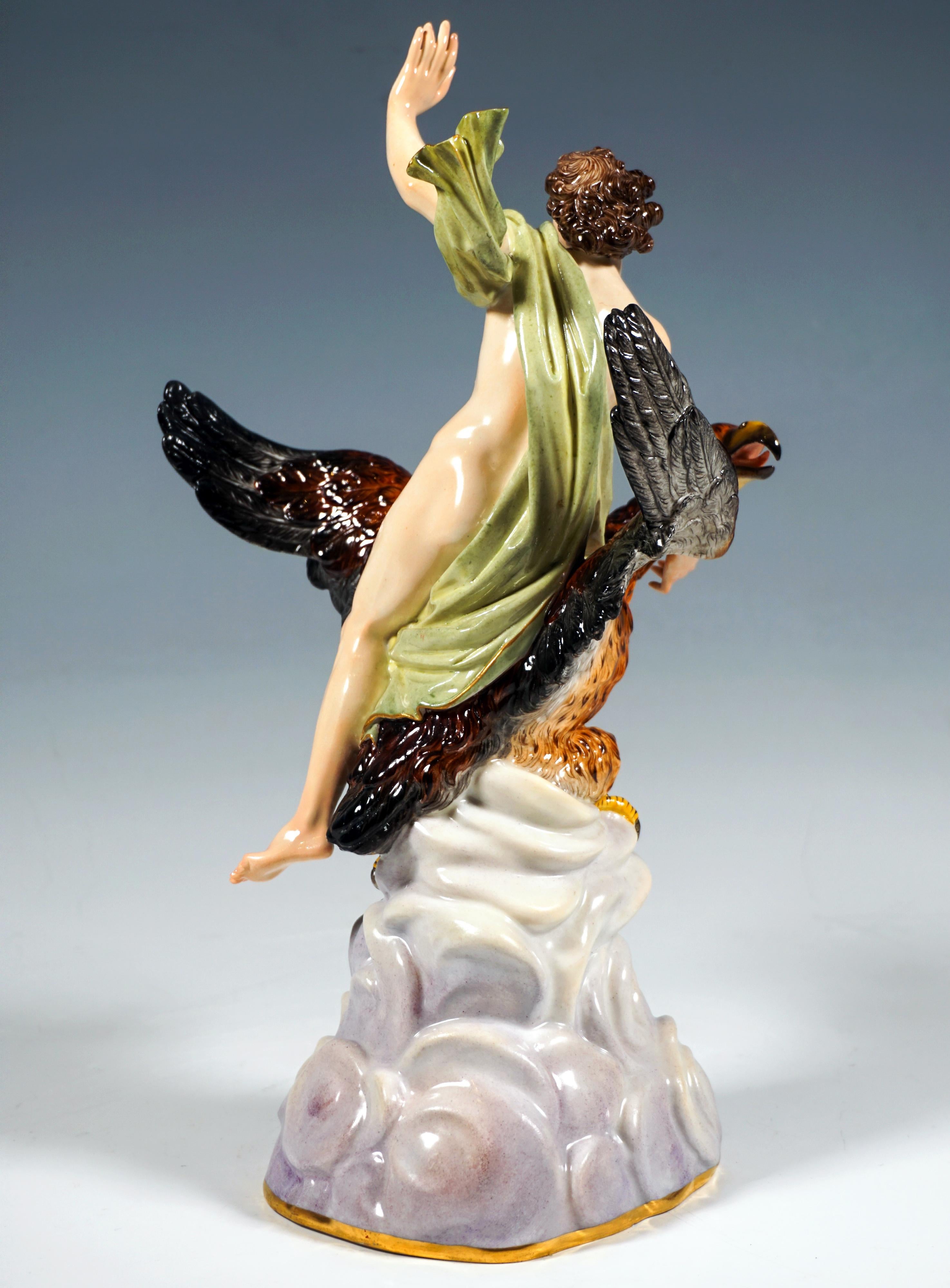 Figurilla mitológica de Meissen, Ganímedes sobre base de nubes, Kaendler, circa 1860 Alemán en venta