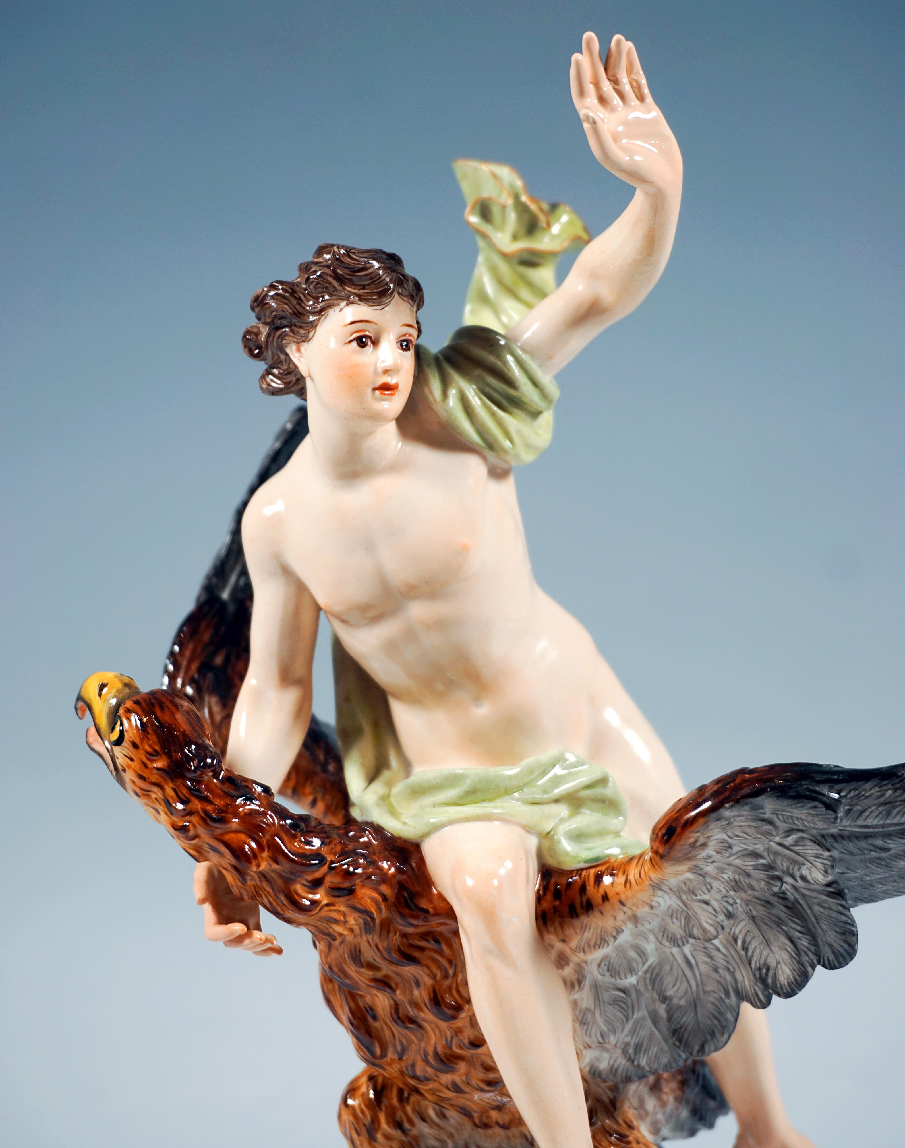 Figurilla mitológica de Meissen, Ganímedes sobre base de nubes, Kaendler, circa 1860 en Bueno estado para la venta en Vienna, AT