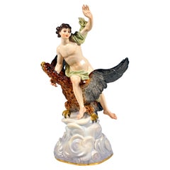 Statuetta mitologica di Meissen, Ganimede su base di nuvola, Kaendler, CIRCA 1860