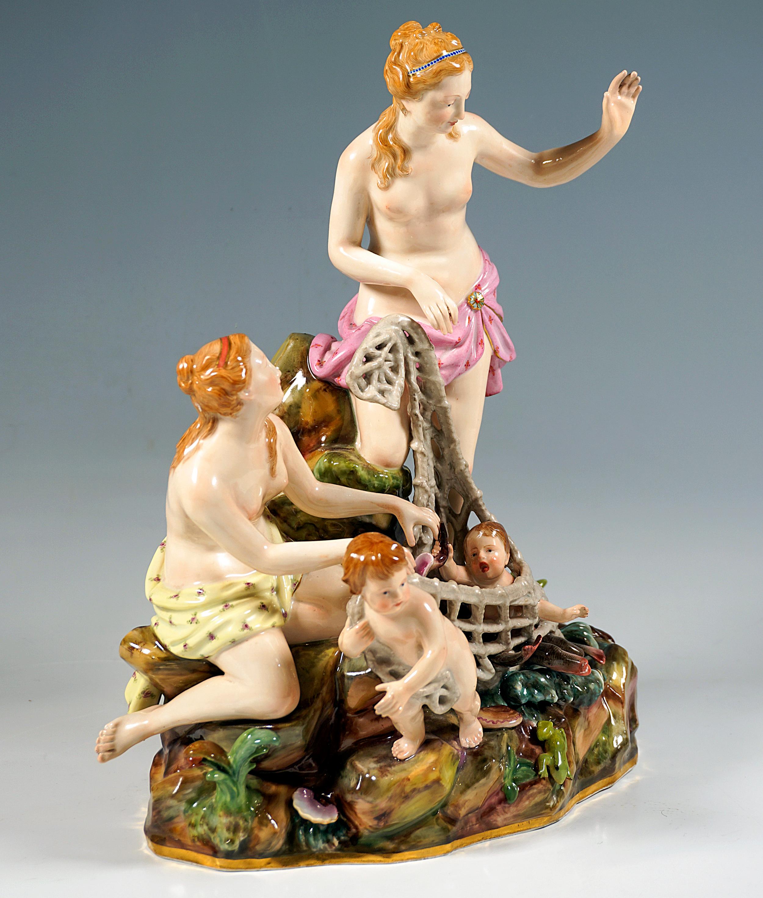 Baroque Meissen Mythological Group 'Catch Of The Triton', by Kaendler, Germany, c 1850