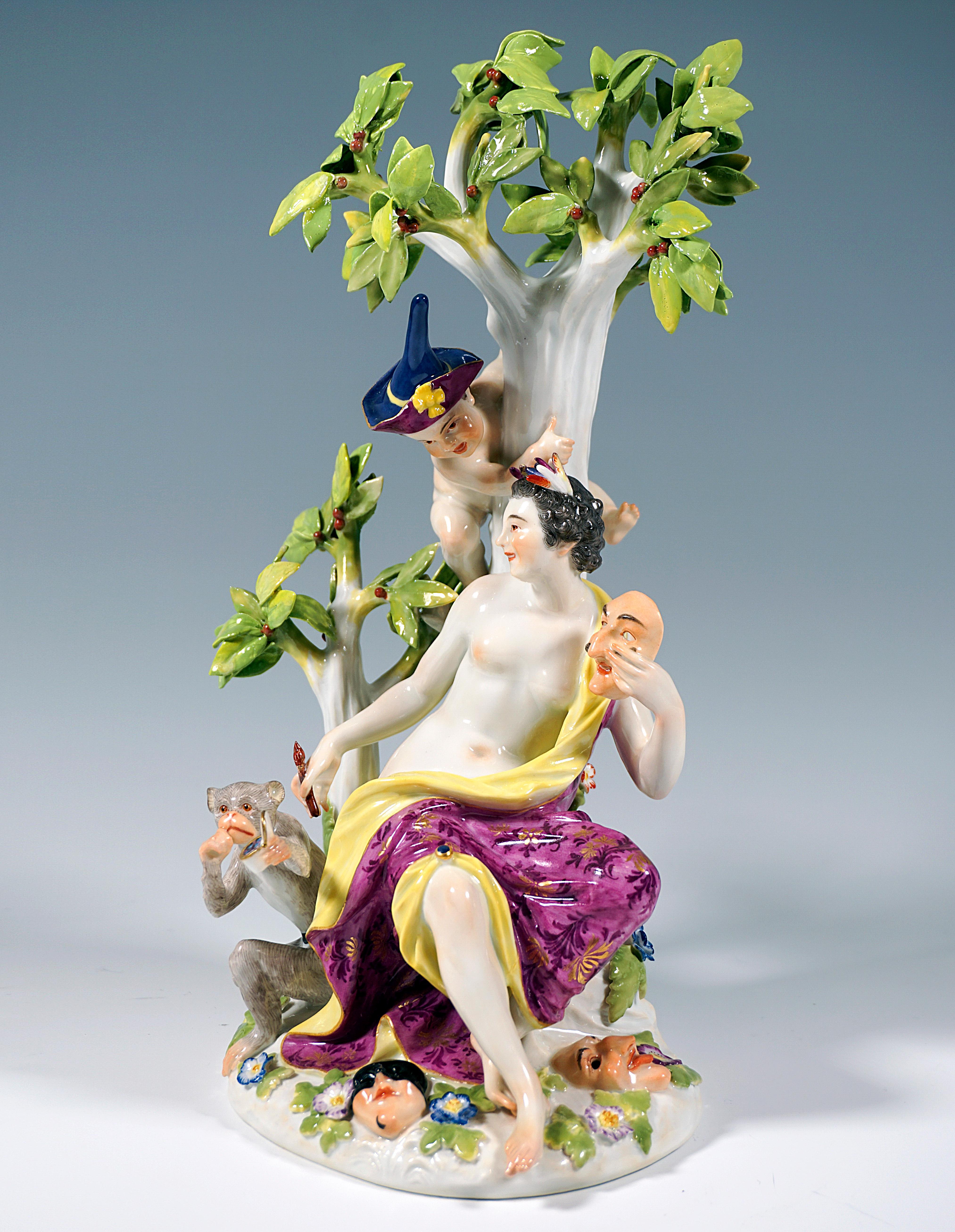 Fait main Groupe mythologique de MeissenThalia With Tree, par J.J. Kaendler, Allemagne, vers 1900 en vente