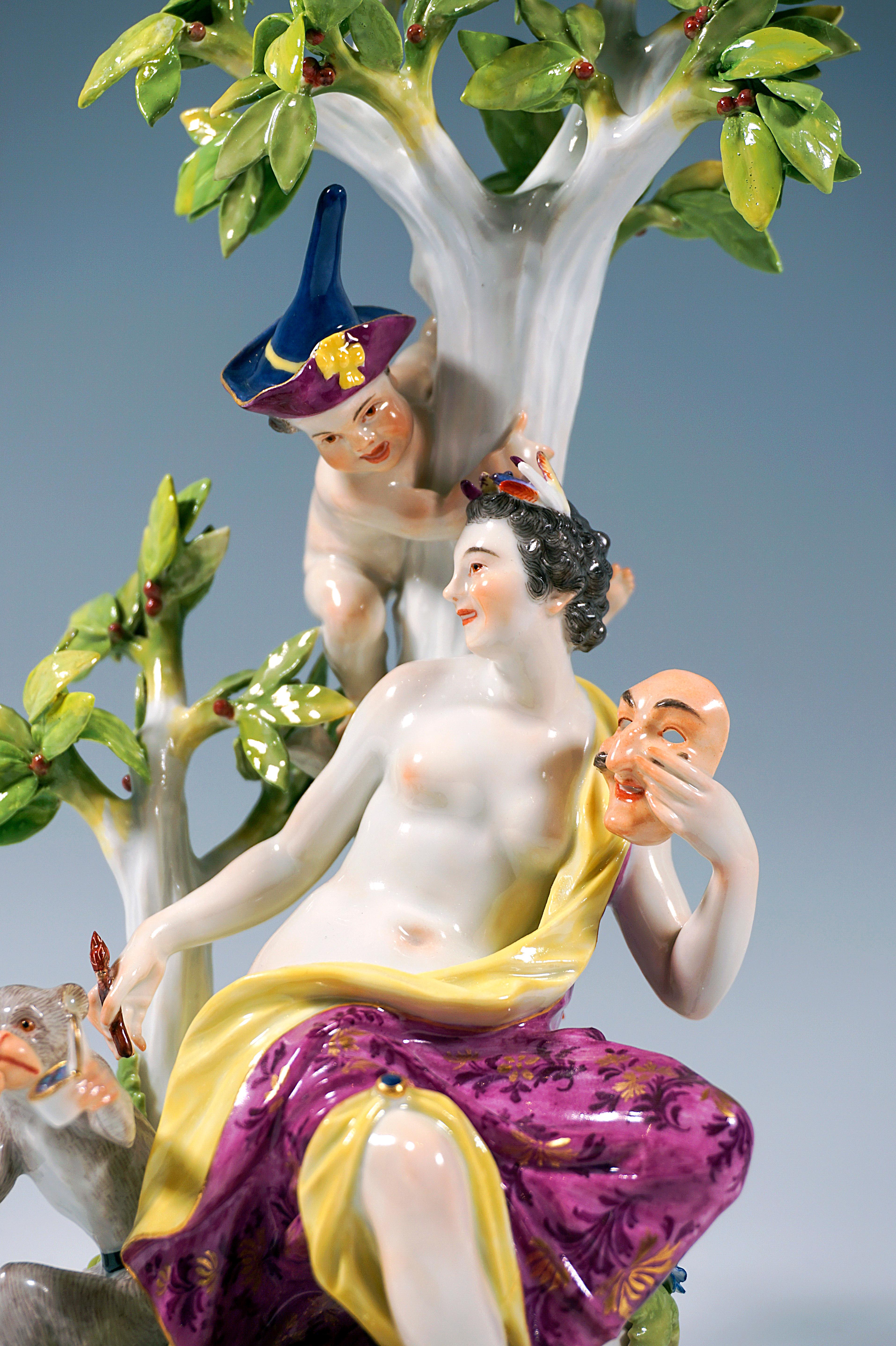 Meissen Mythological Group 'Thalia With Tree', by J.J. Kaendler, Germany, c 1900 In Good Condition For Sale In Vienna, AT