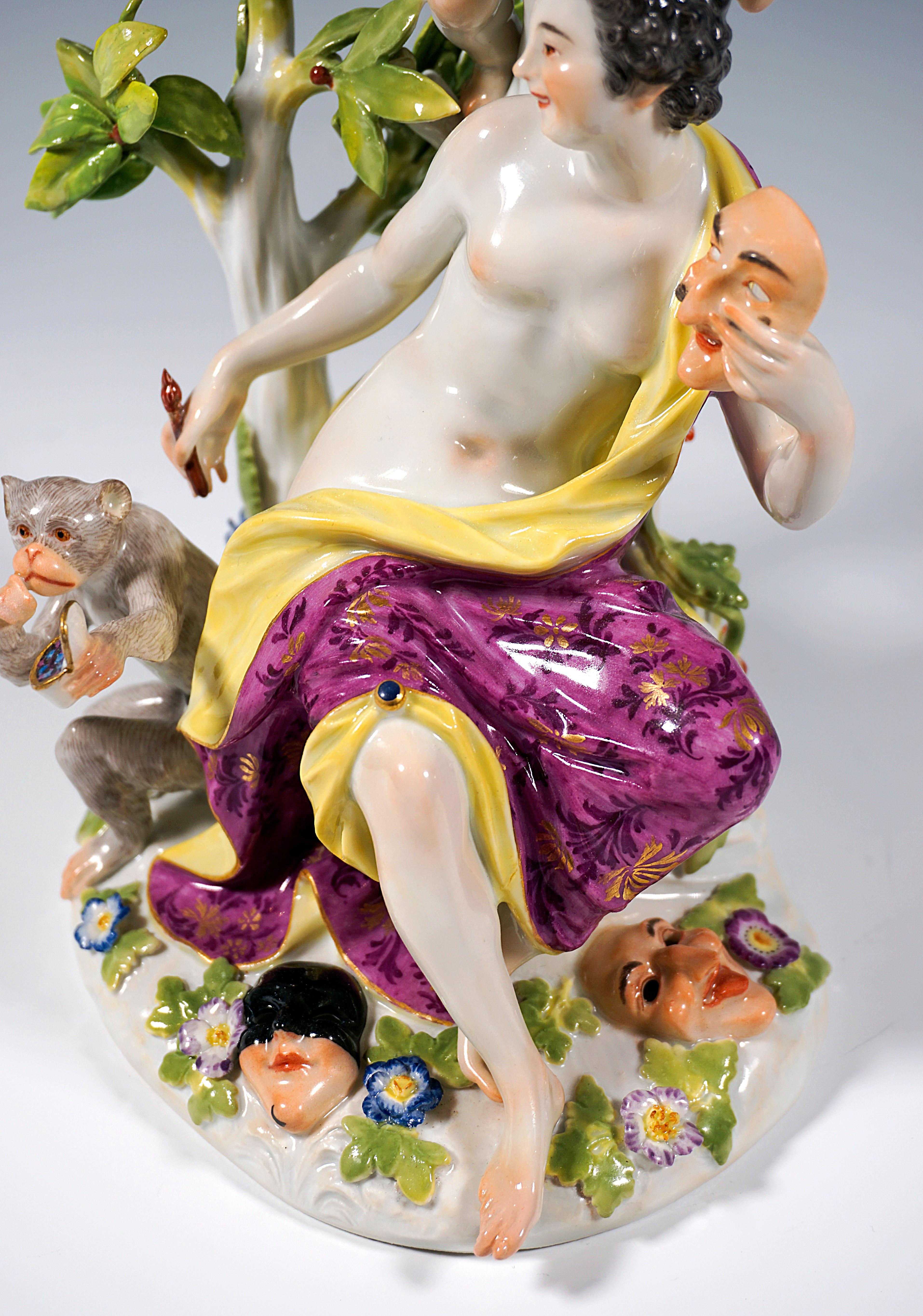 Early 20th Century Meissen Mythological Group 'Thalia With Tree', by J.J. Kaendler, Germany, c 1900 For Sale