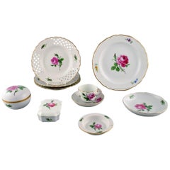 Vintage Meissen, Nine Parts "Pink Rose" Porcelain Service, Mid-20th Century