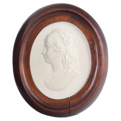 Meissen. Oval relief plaque in biscuit porcelain with female profile portrait.