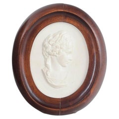Meissen. Oval relief plaque in biscuit porcelain with female profile portrait.