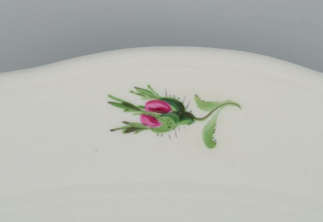 Hand-Painted Meissen, Oval Serving Dish Hand Painted with Flowers, Late 19th Century For Sale