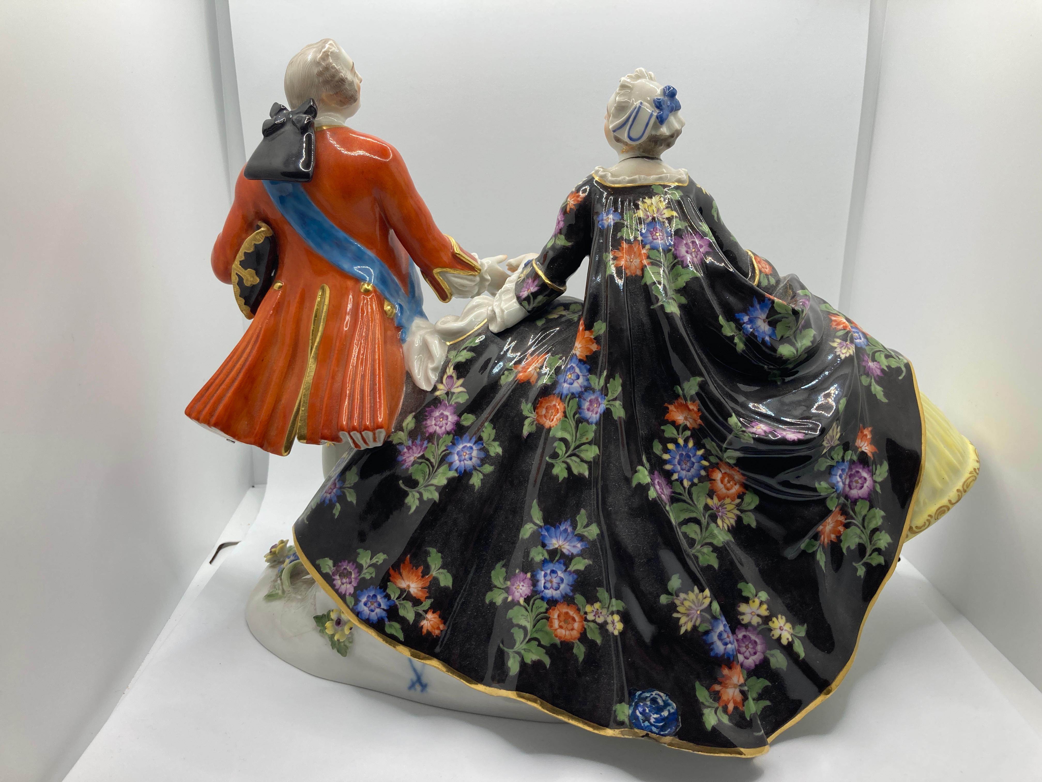 Hand-Painted Meissen 'Pair at Ball' , Model 550 For Sale