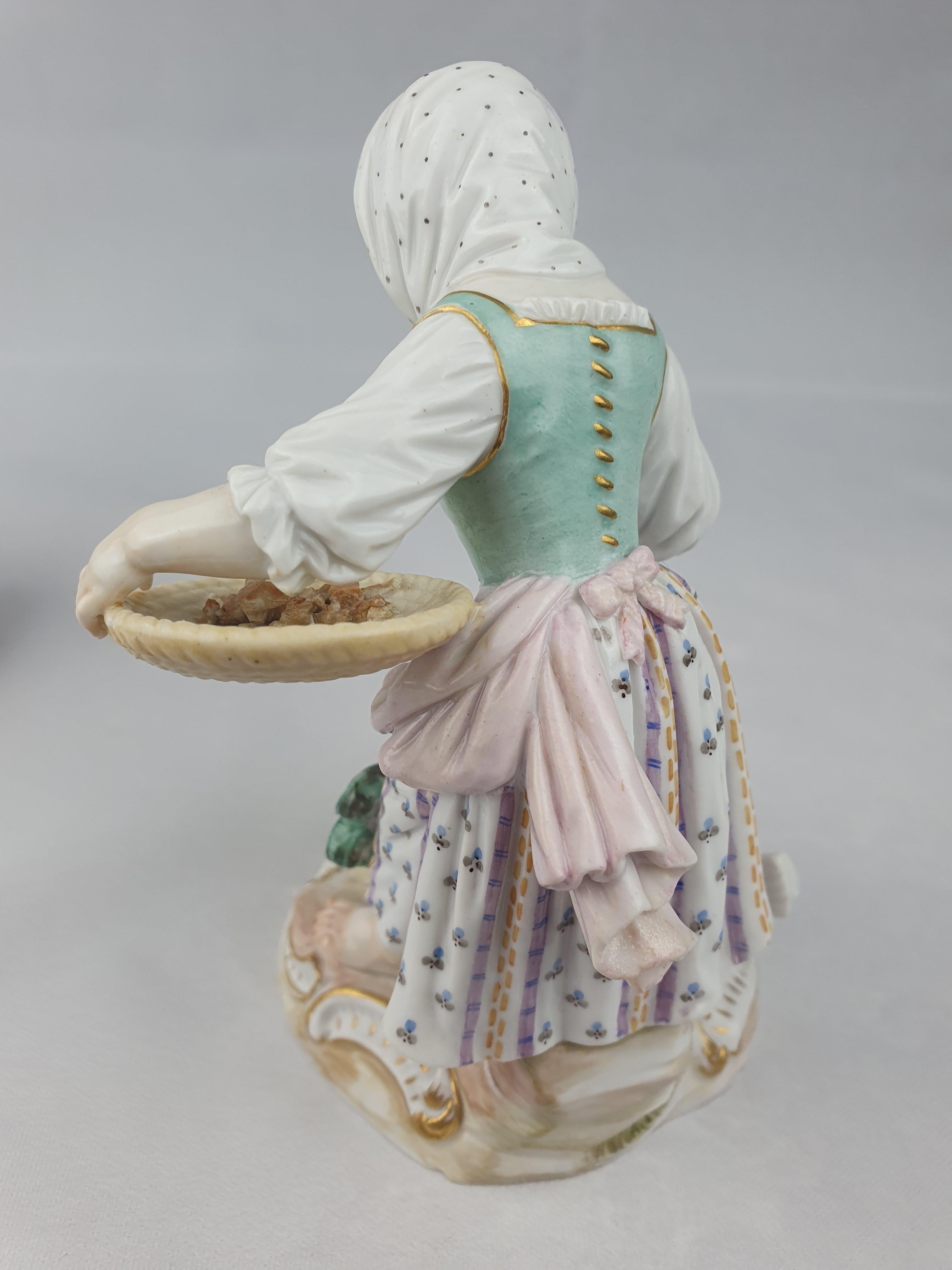 Meissen Pair Girl and Boy Feeding Chickens and Geese For Sale 6