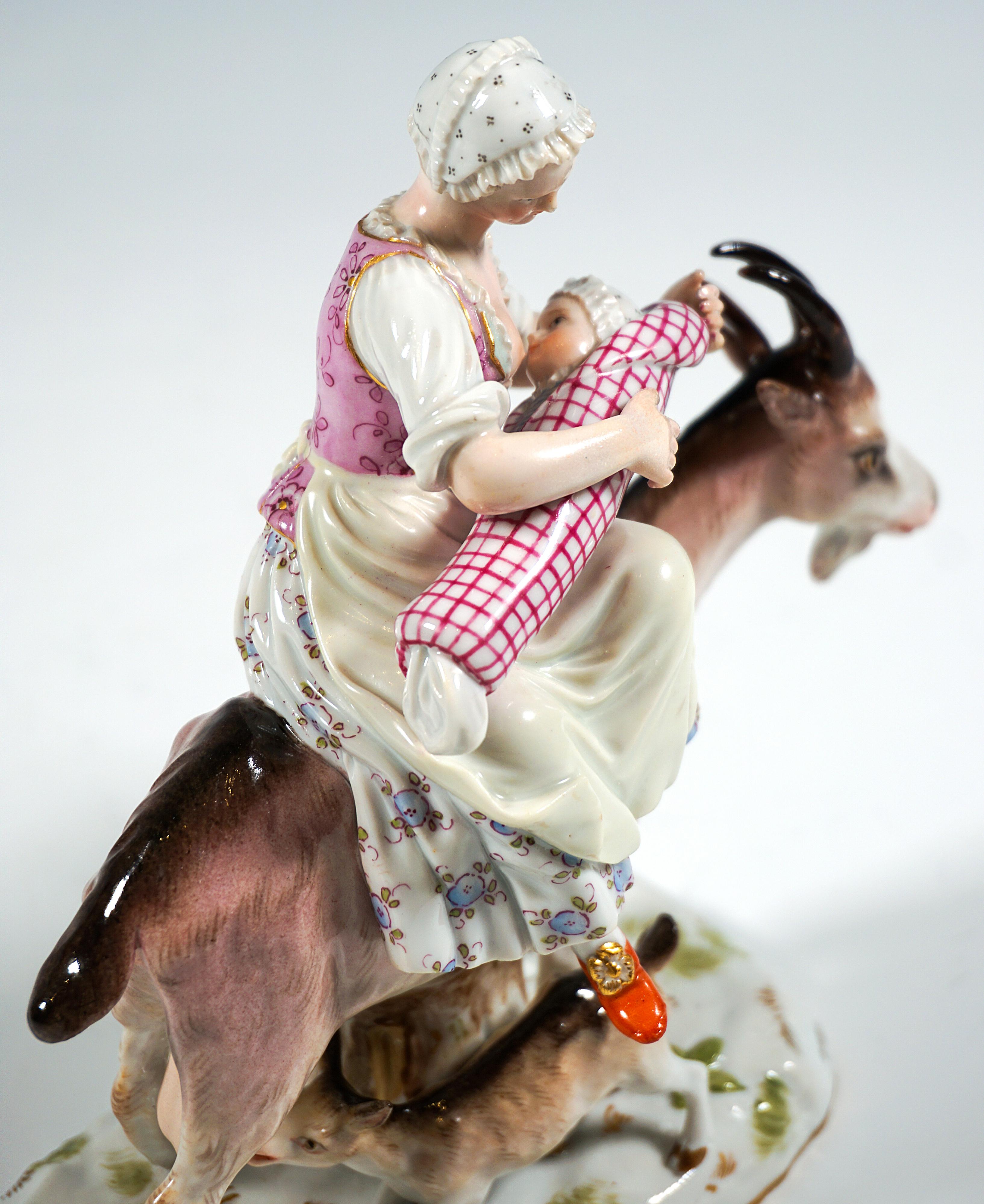 Coppia di gruppi di figurine di Meissen 'Sarto e moglie di sarto su capre', 1860 ca. 1860 in vendita 2