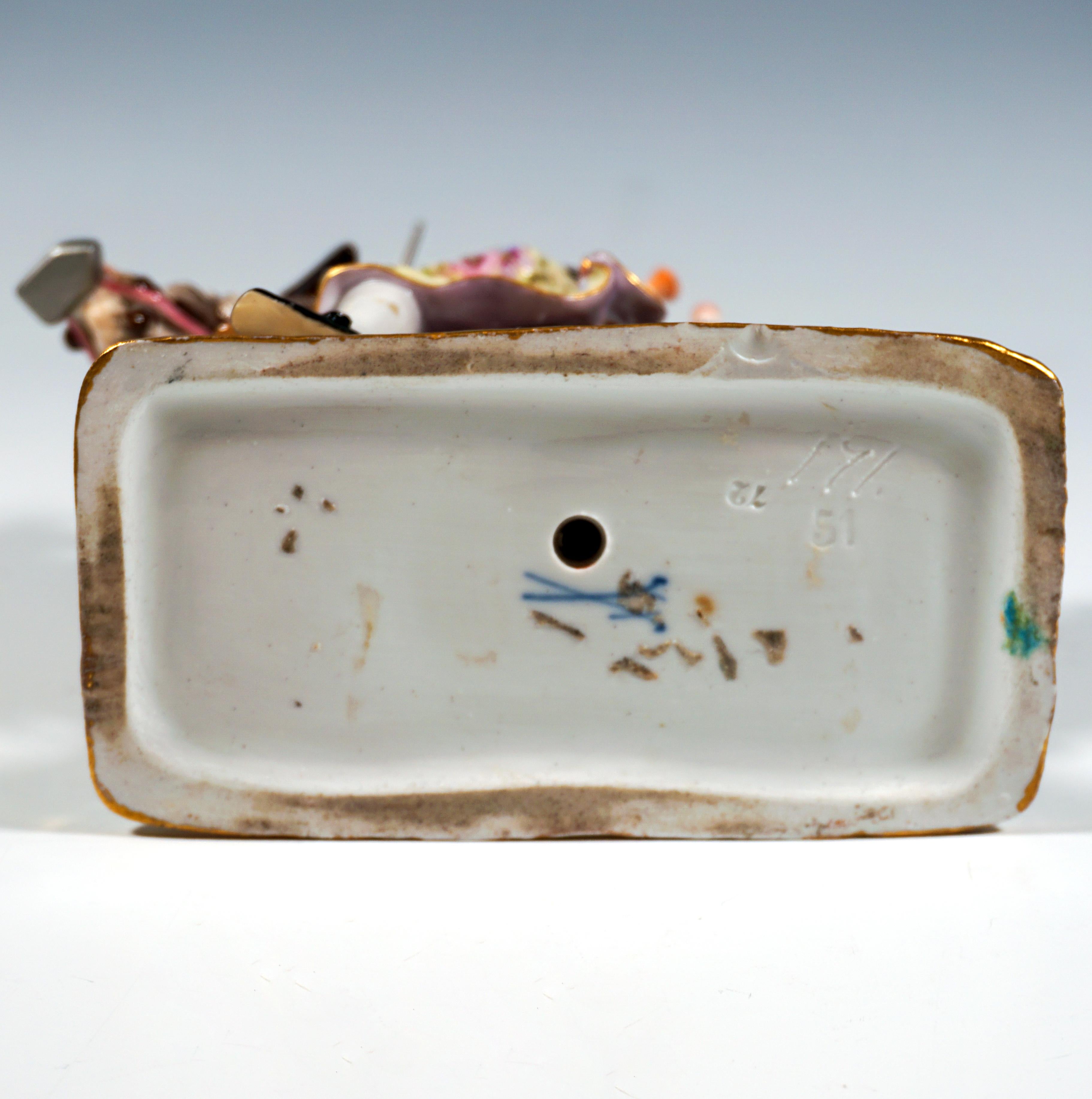 Metà XIX secolo Coppia di gruppi di figurine di Meissen 'Sarto e moglie di sarto su capre', 1860 ca. 1860 in vendita