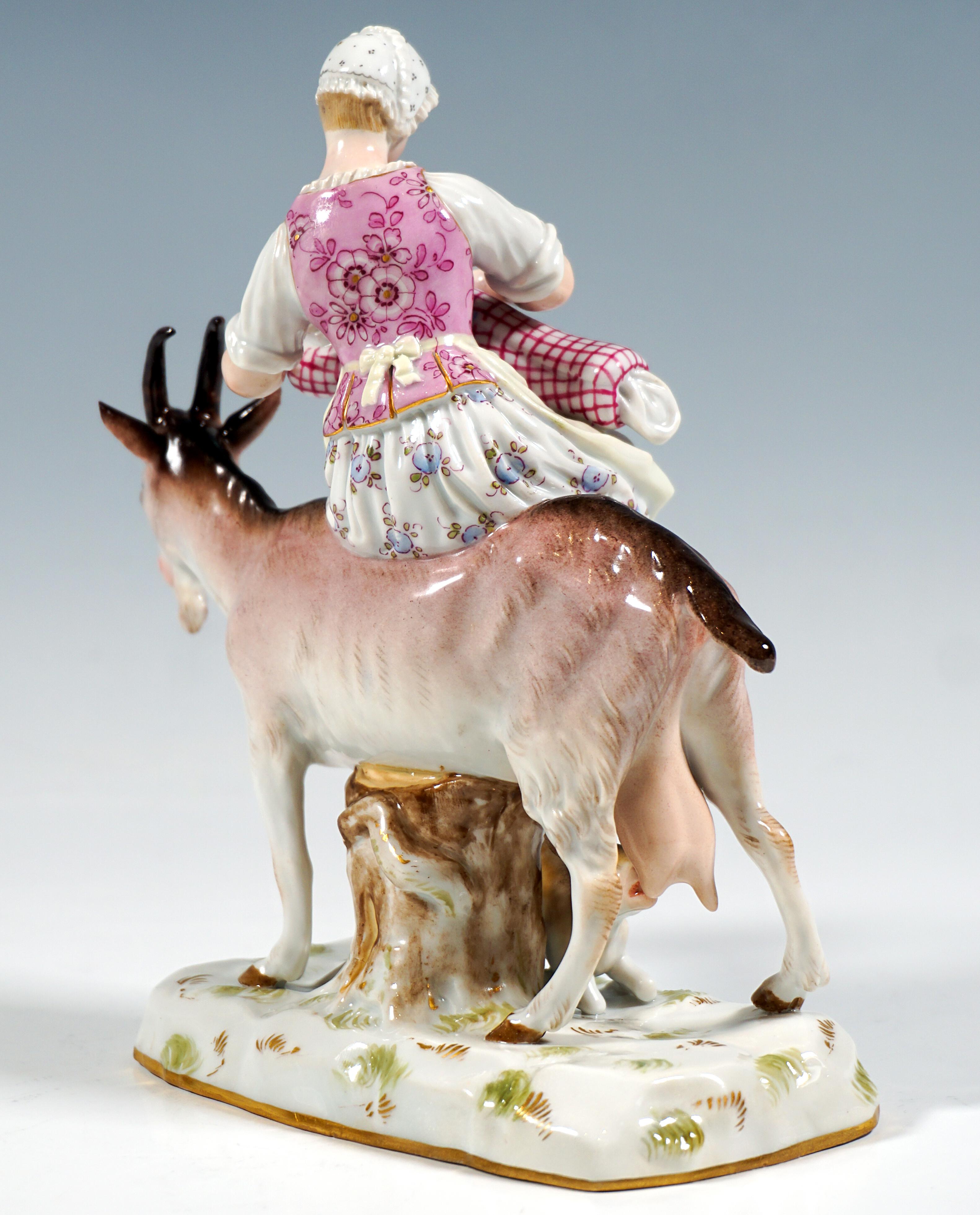 Coppia di gruppi di figurine di Meissen 'Sarto e moglie di sarto su capre', 1860 ca. 1860 in vendita 1