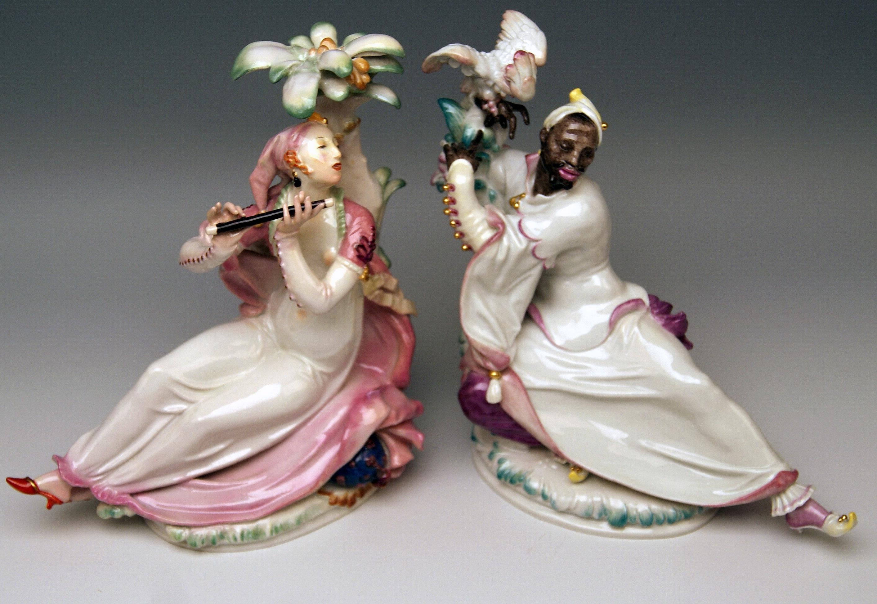 Meissen Pareja de Figurillas Orientales A 1146 67073 Scheurich Made Siglo XX Art Nouveau en venta