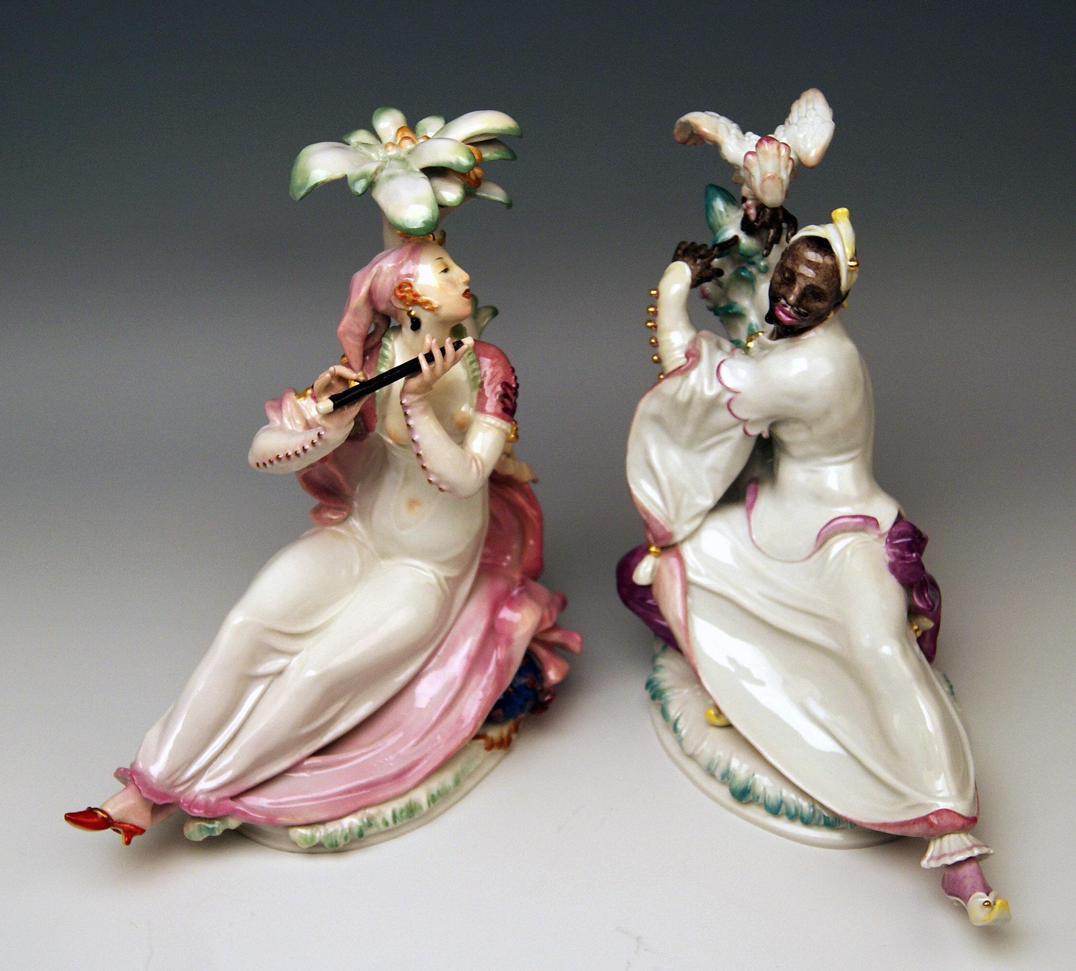 Painted Meissen Pair of Oriental Figurines A 1146 67073 Scheurich Made 20th Century For Sale