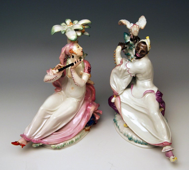 Porcelain Meissen Pair of Oriental Figurines A 1146 67073 Scheurich Made 20th Century For Sale