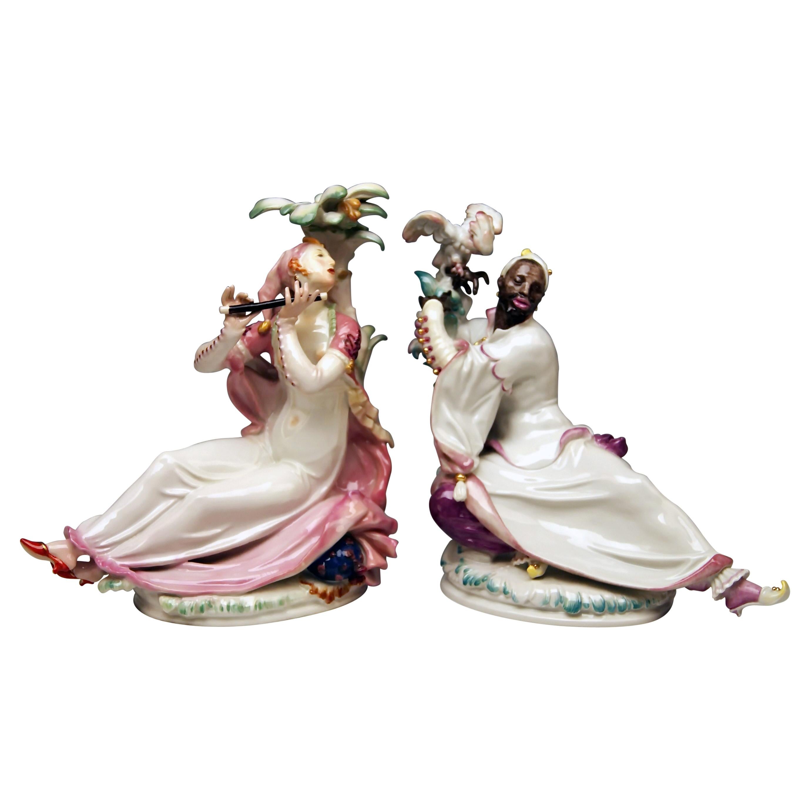 Meissen Pareja de Figurillas Orientales A 1146 67073 Scheurich Made Siglo XX