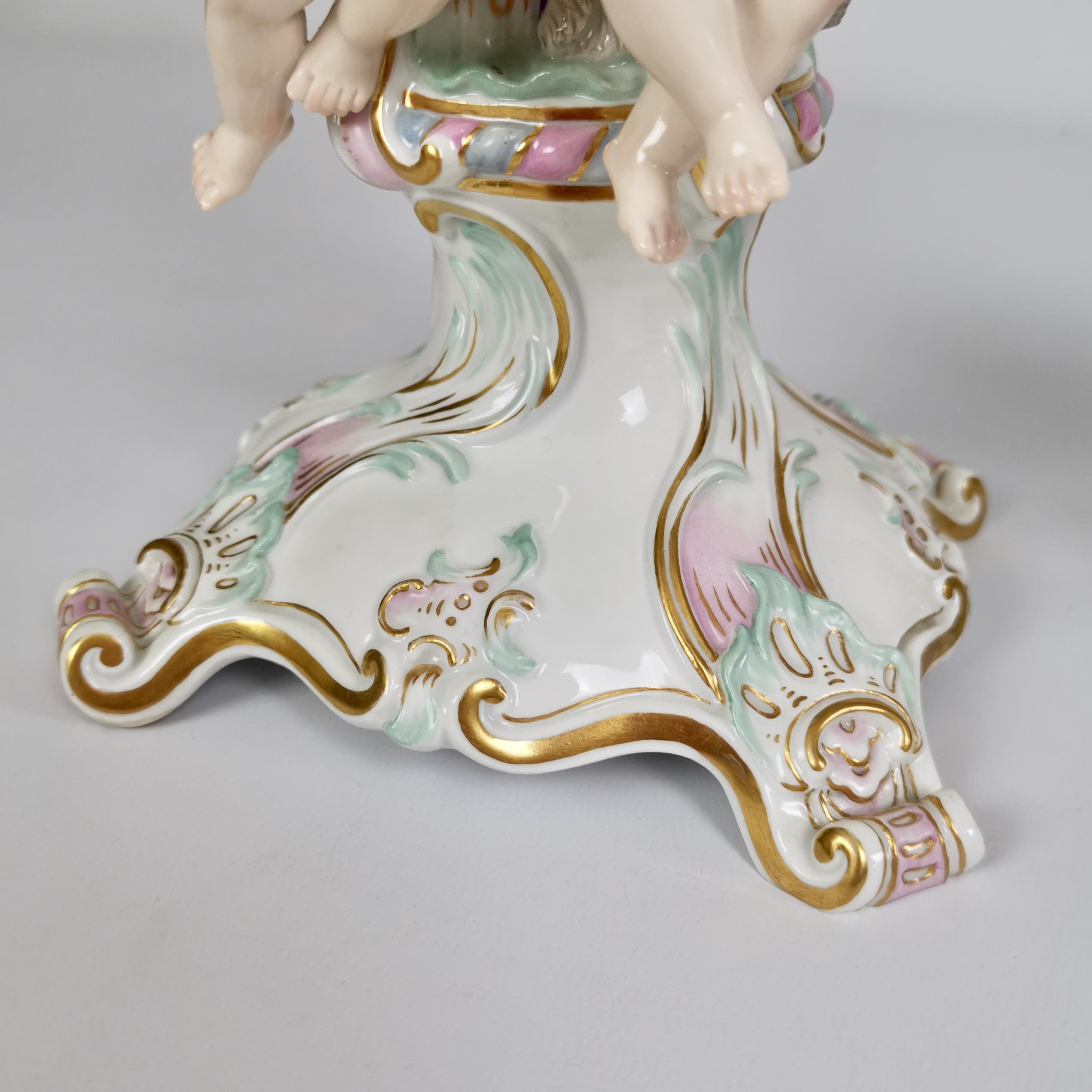 Meissen Pair of Porcelain Candelabra, Putti Four Seasons, Late 19th Century 8