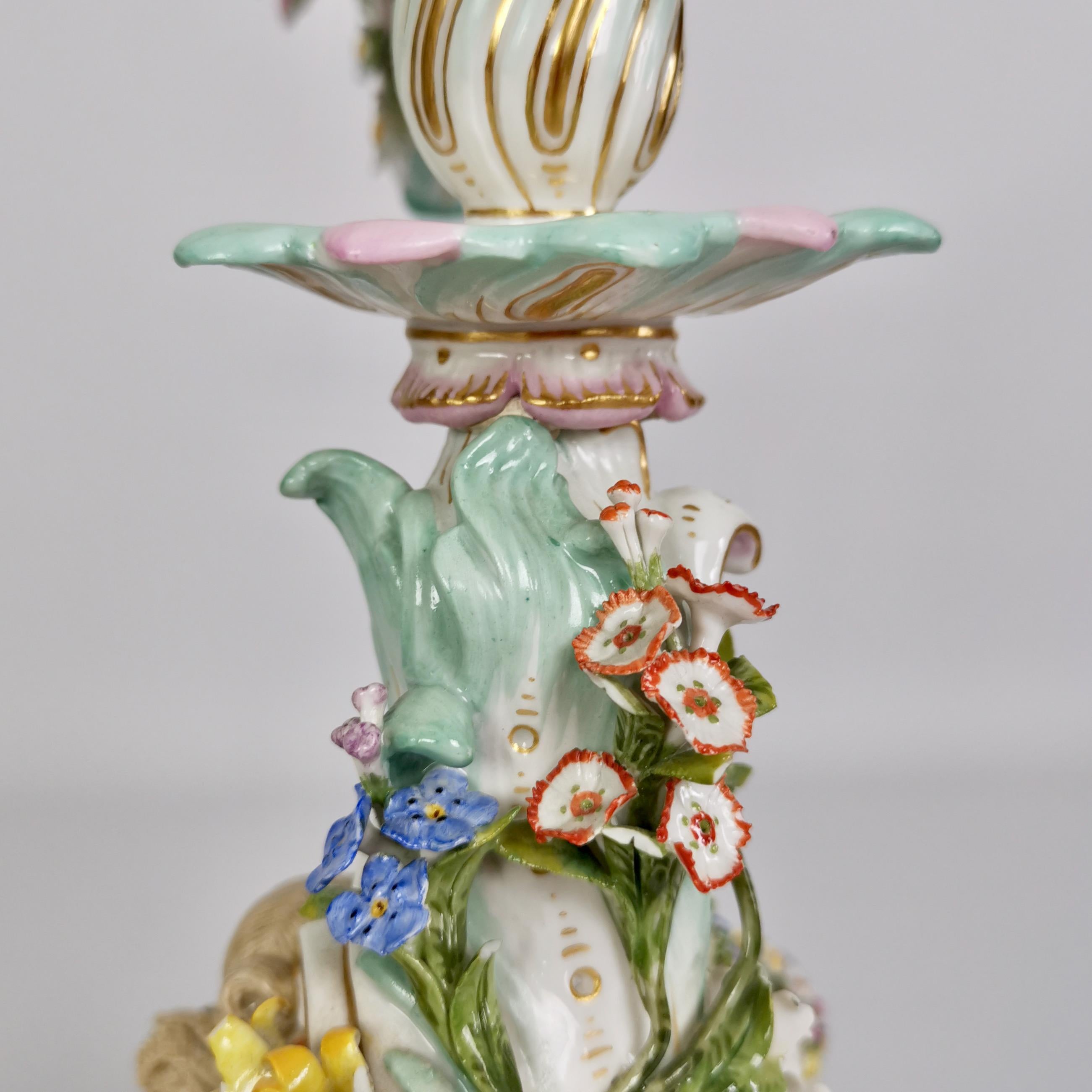 Meissen Pair of Porcelain Candelabra, Putti Four Seasons, Late 19th Century 10