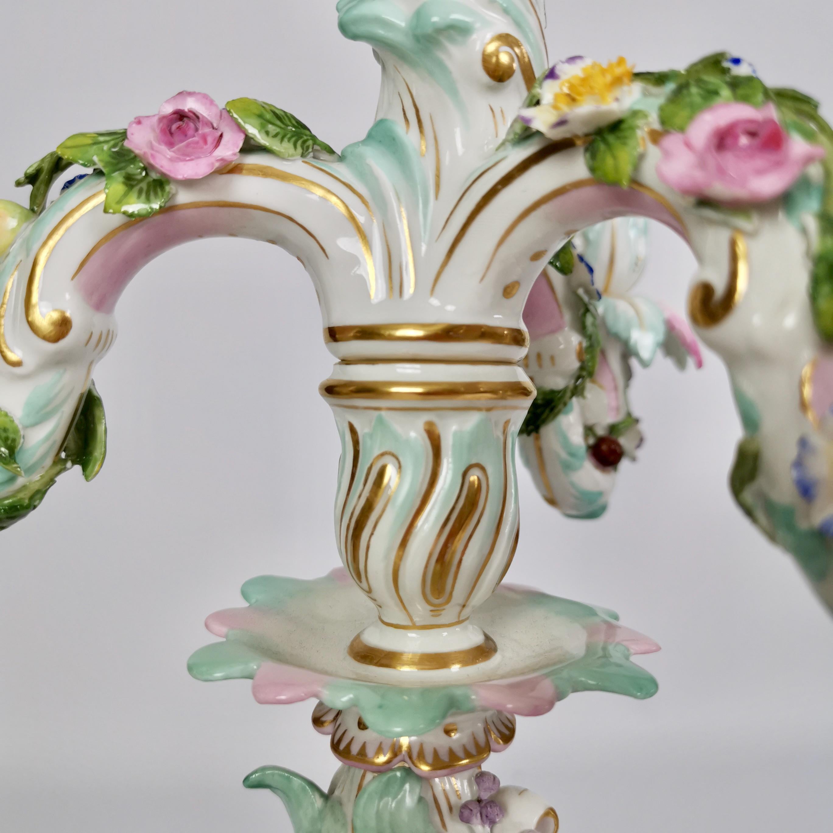 Meissen Pair of Porcelain Candelabra, Putti Four Seasons, Late 19th Century 12