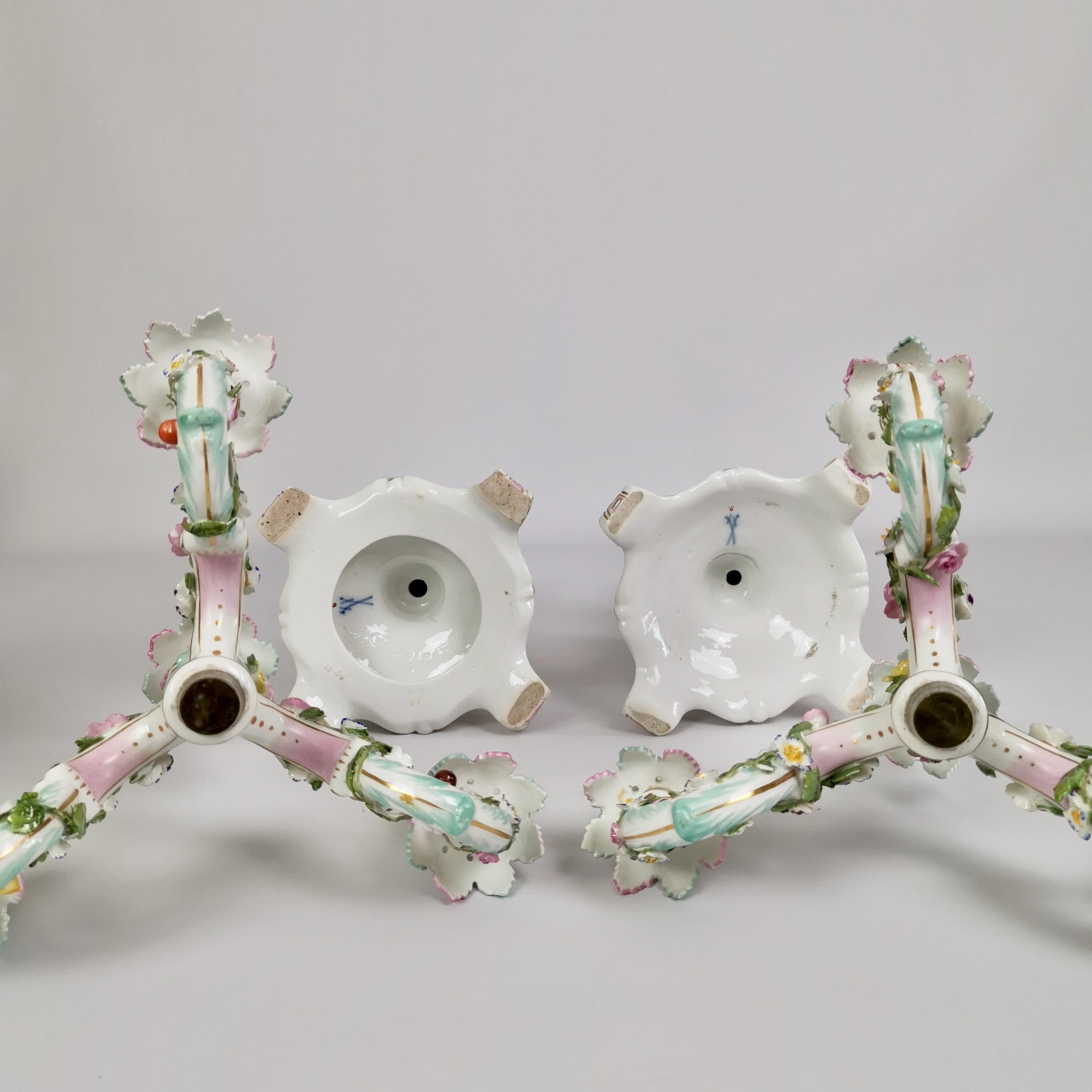 Meissen Pair of Porcelain Candelabra, Putti Four Seasons, Late 19th Century 14