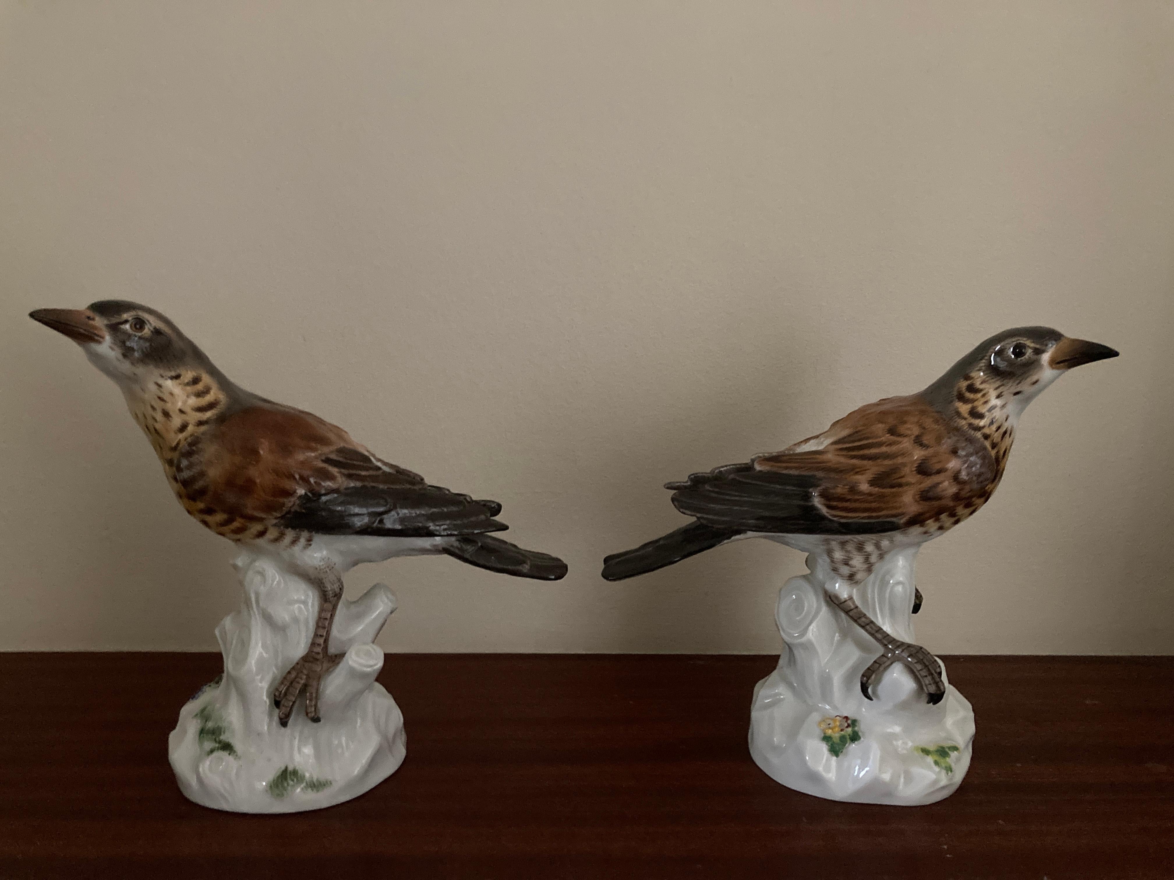Meissen 'Pair of Thrushes' , Models 1023 & 649 In Good Condition For Sale In Maidstone, GB