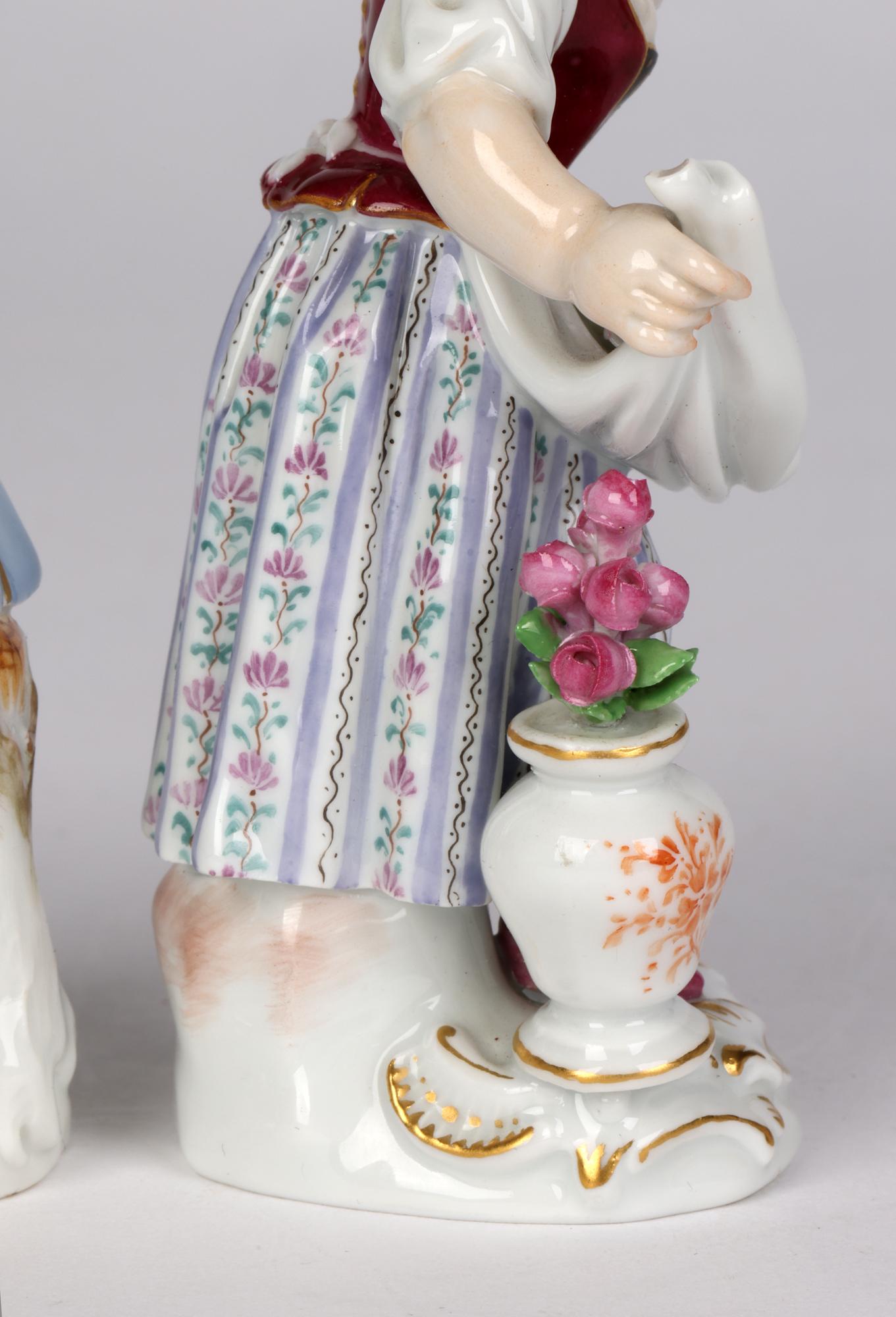 Meissen Pair Porcelain Figures of Children with Flowers 10