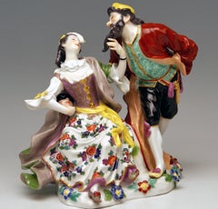 Meissen Pantalone and Columbine Commedia dell'Arte Model 279 Kaendler Made 1910