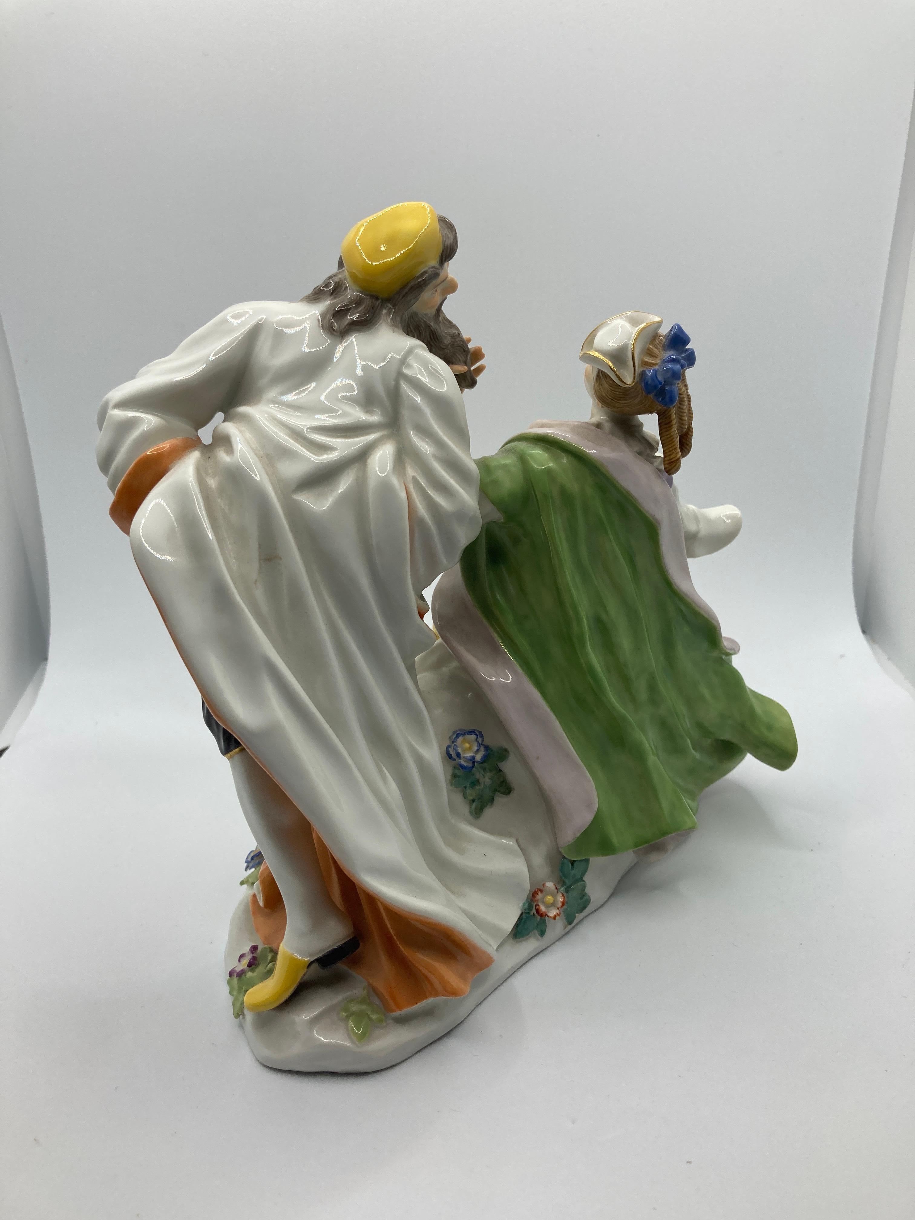 Hand-Painted Meissen 'Pantalone and Columbine' , Model 279 For Sale
