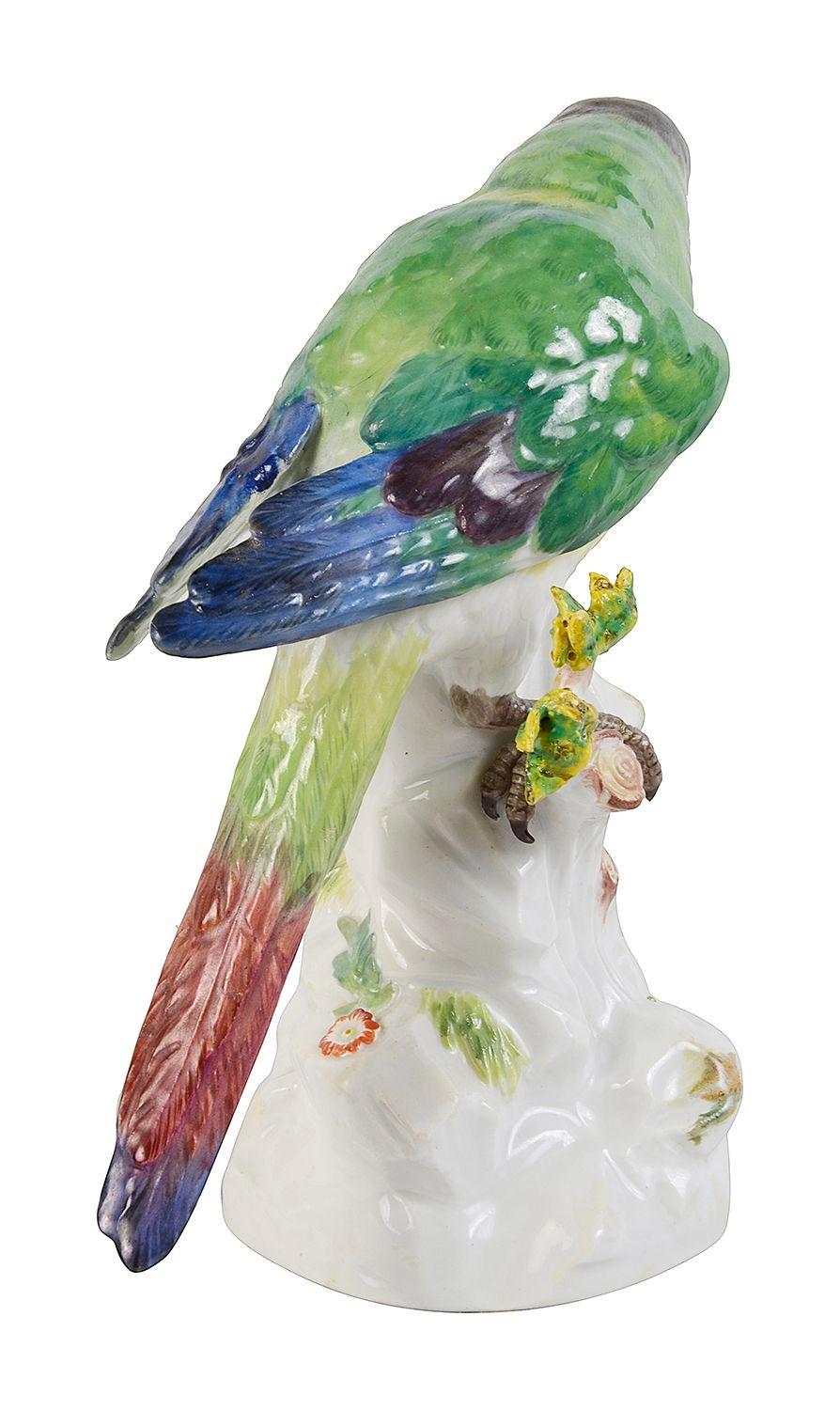 German Meissen Parrot, late 19th Century For Sale