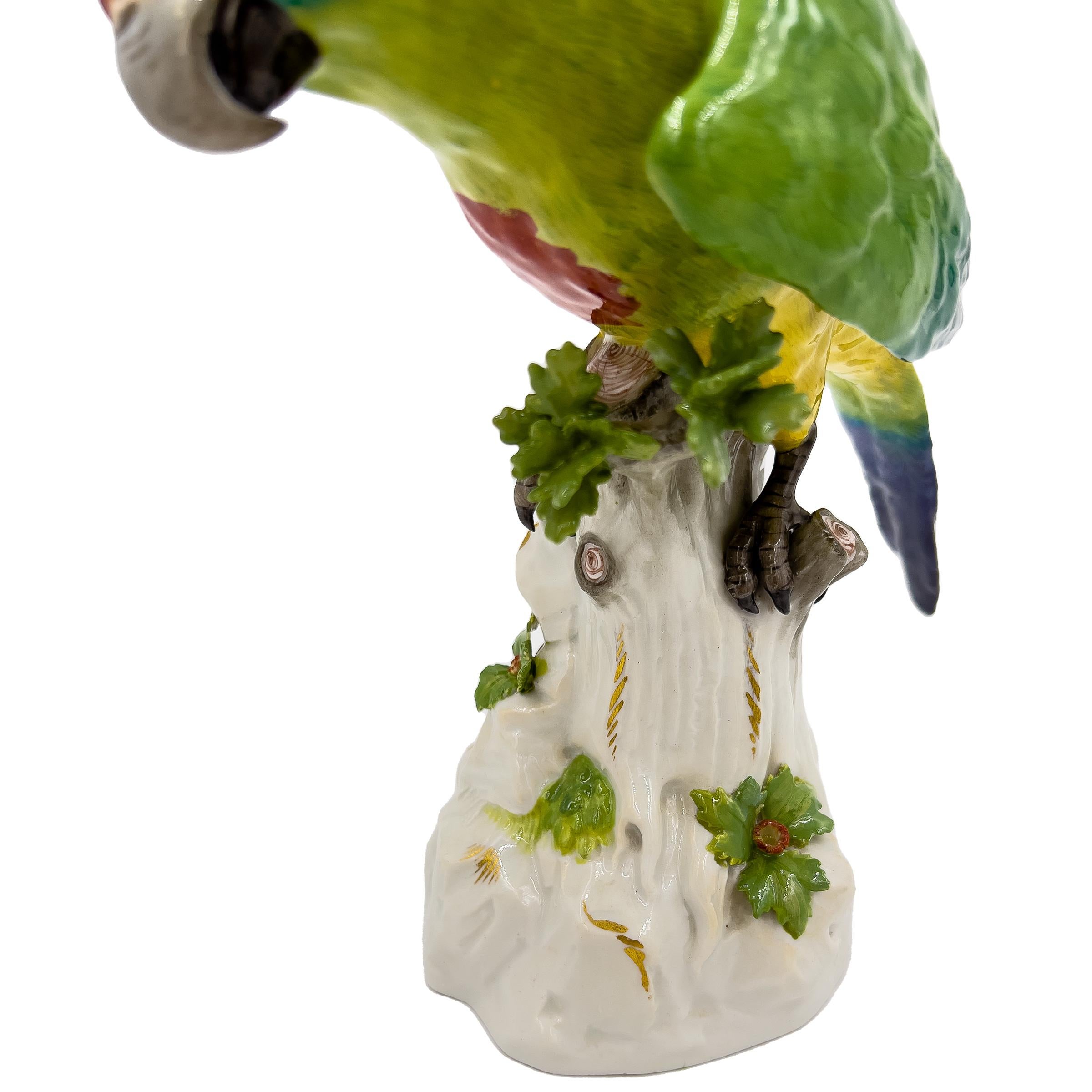 Meissen Parrot on a Tree Sculpture, Germany, 19th Century  For Sale 1